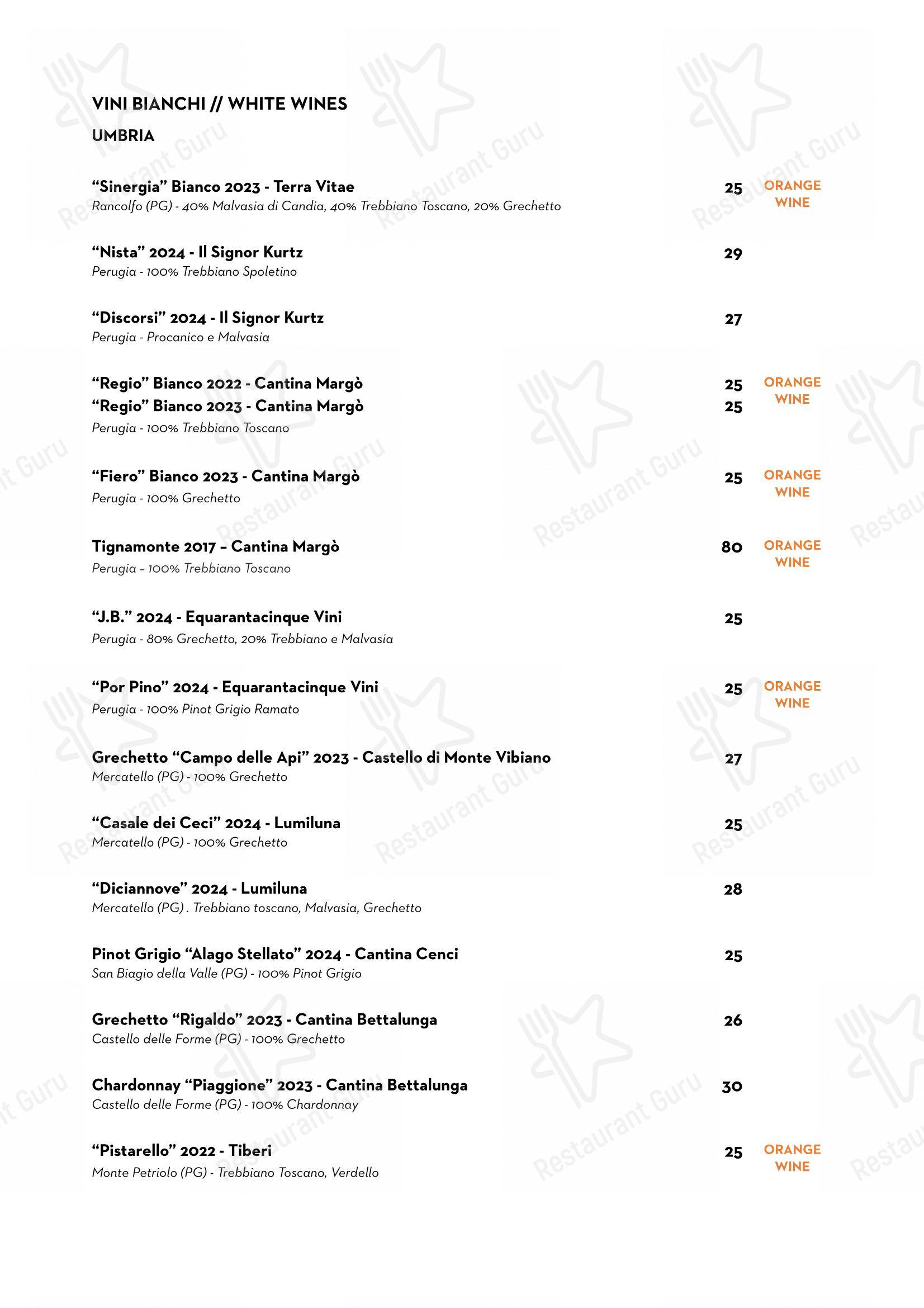 Menu per Luce Ristorante in Perugia
