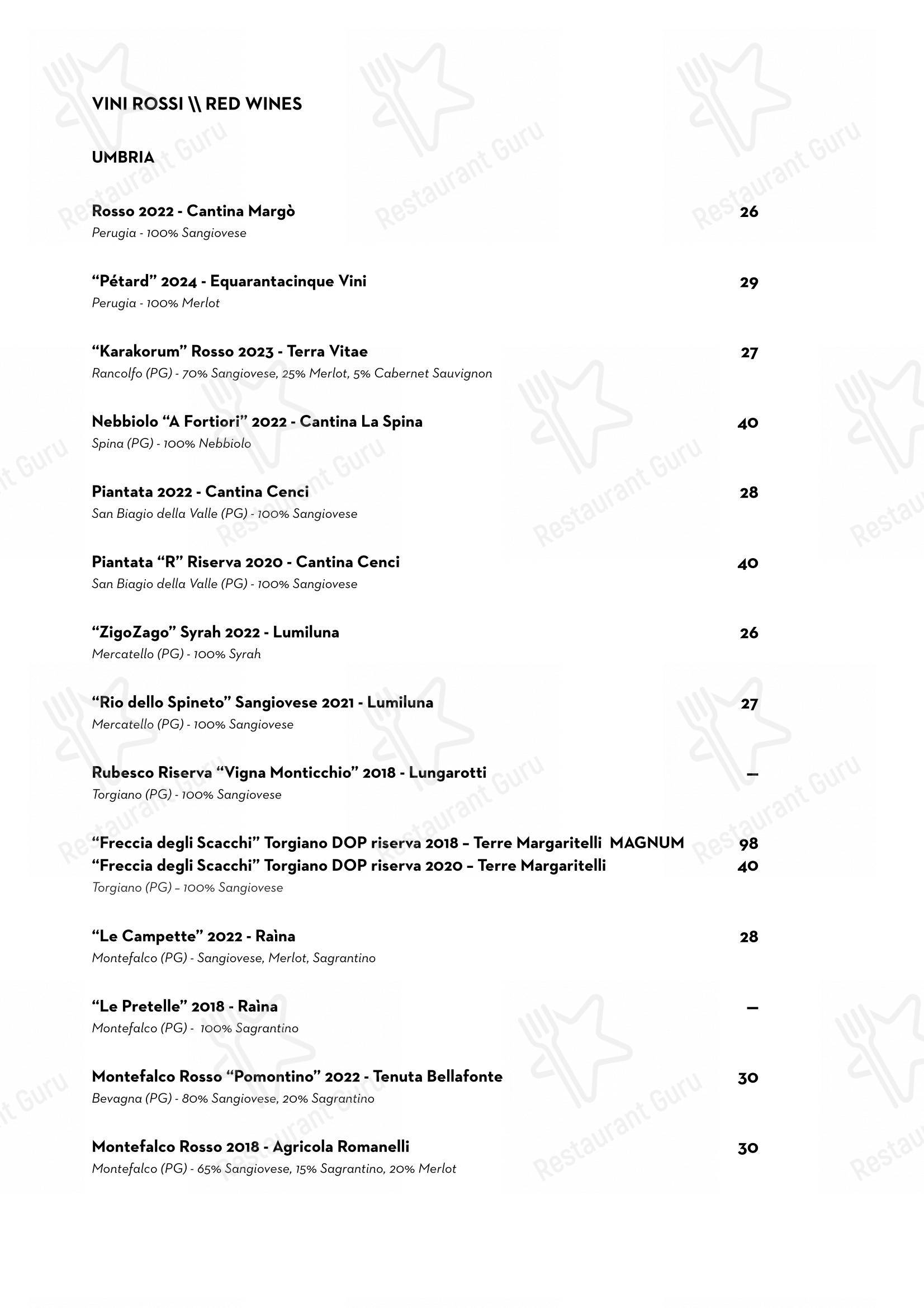 Luce Ristorante in Perugia - Menu