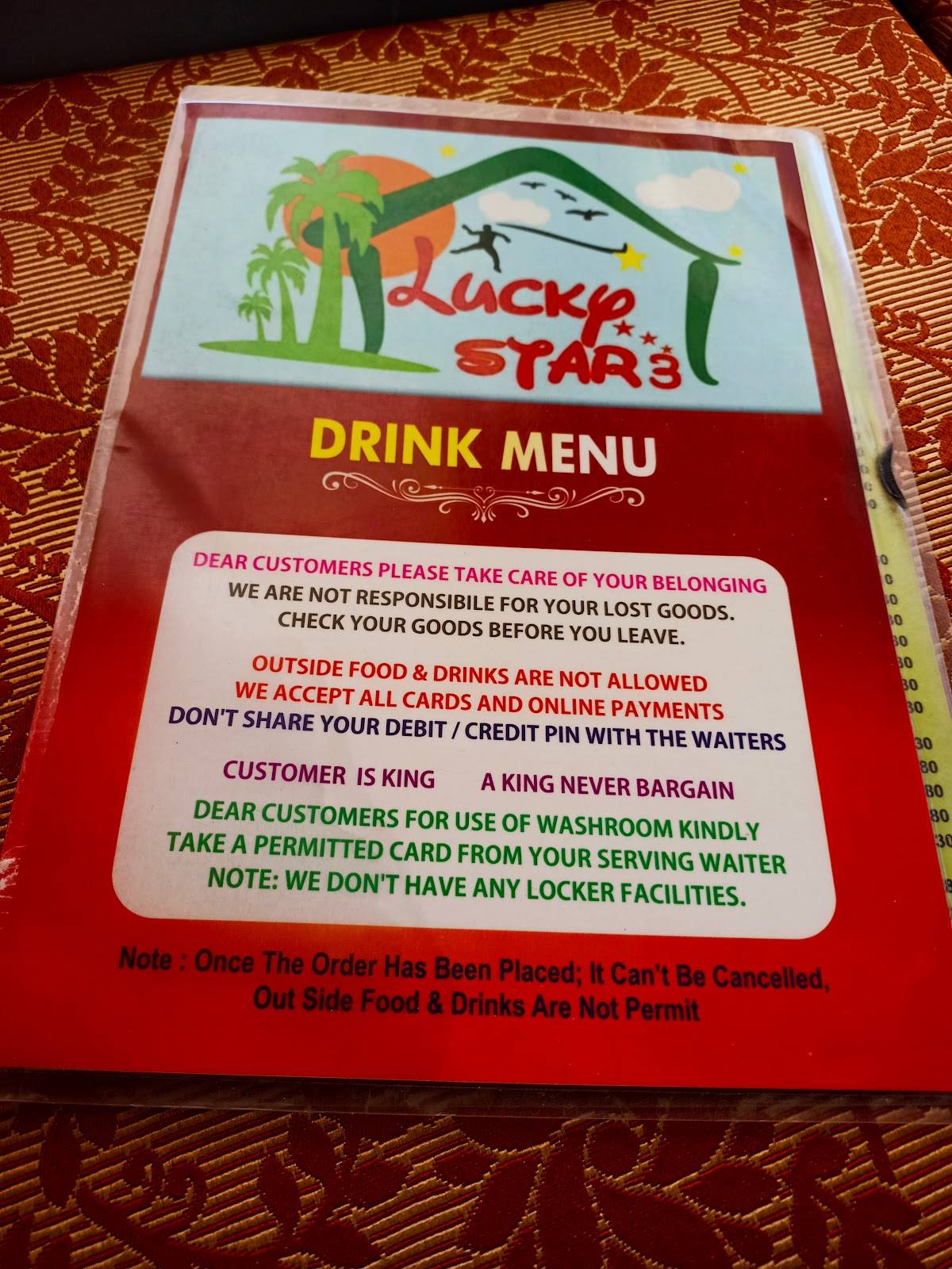Lucky Star Beach Shack menu