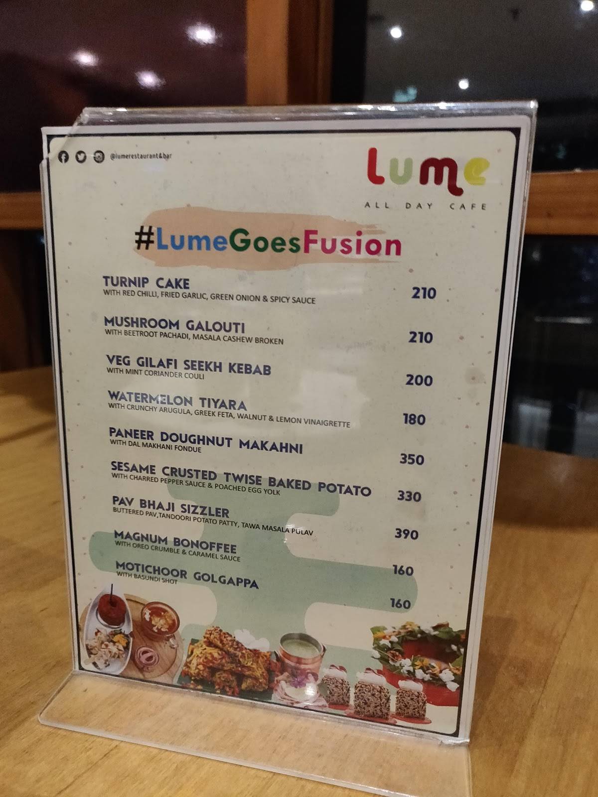 Lume Restaurant And Bar menu