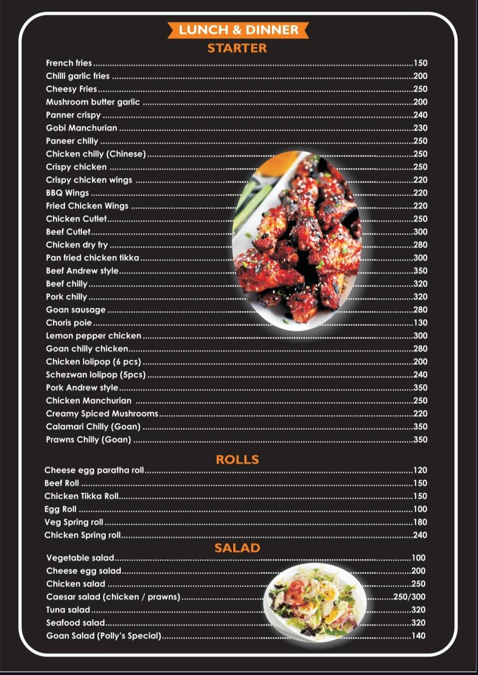 Luretha and Polly's Bar and Kitchen menu