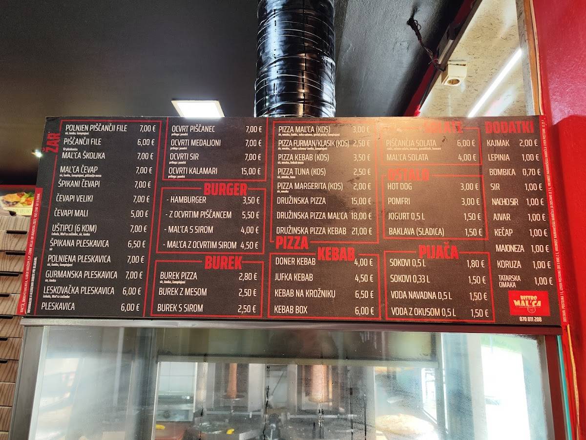 Menu di MAL'CA 