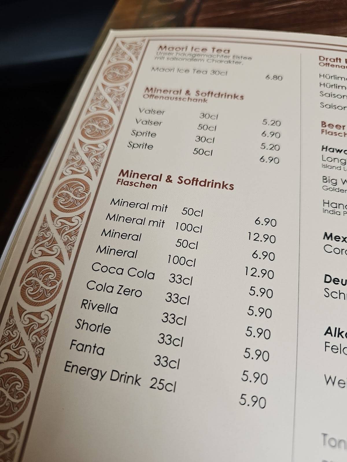 Menu di MAORI 