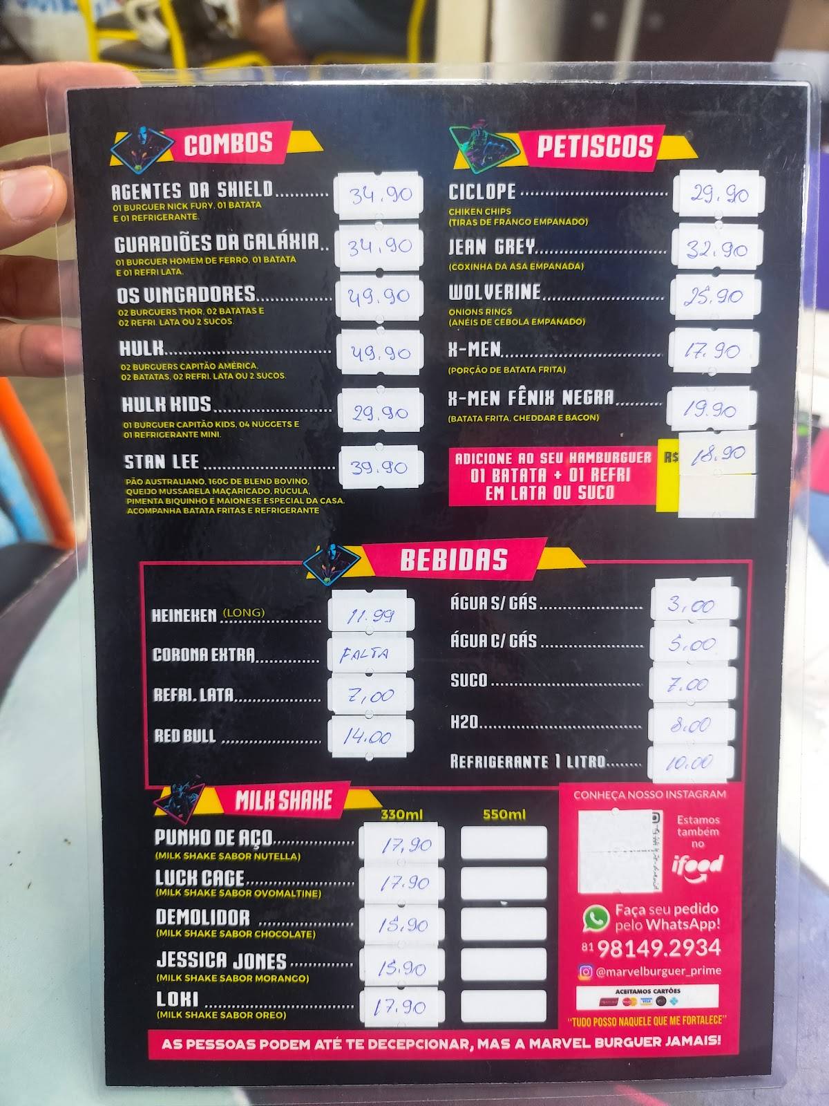 MARVEL BURGUER IPSEP cardápio