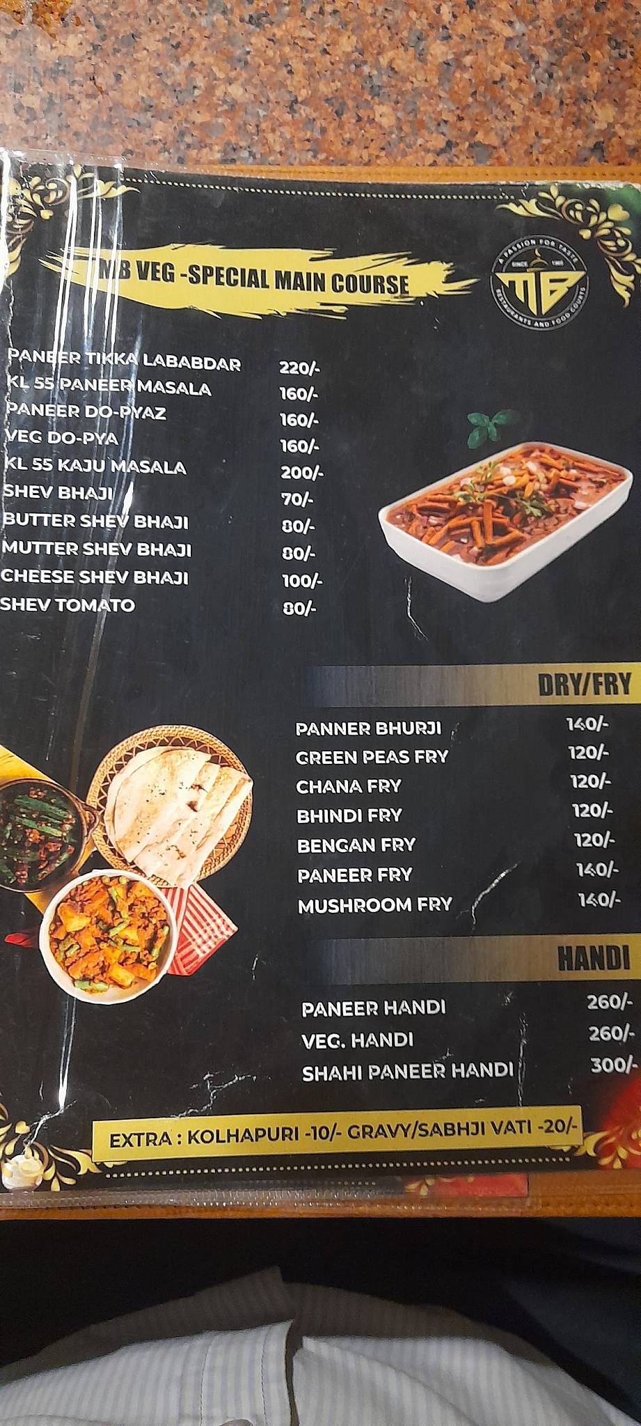MB FOODS menu