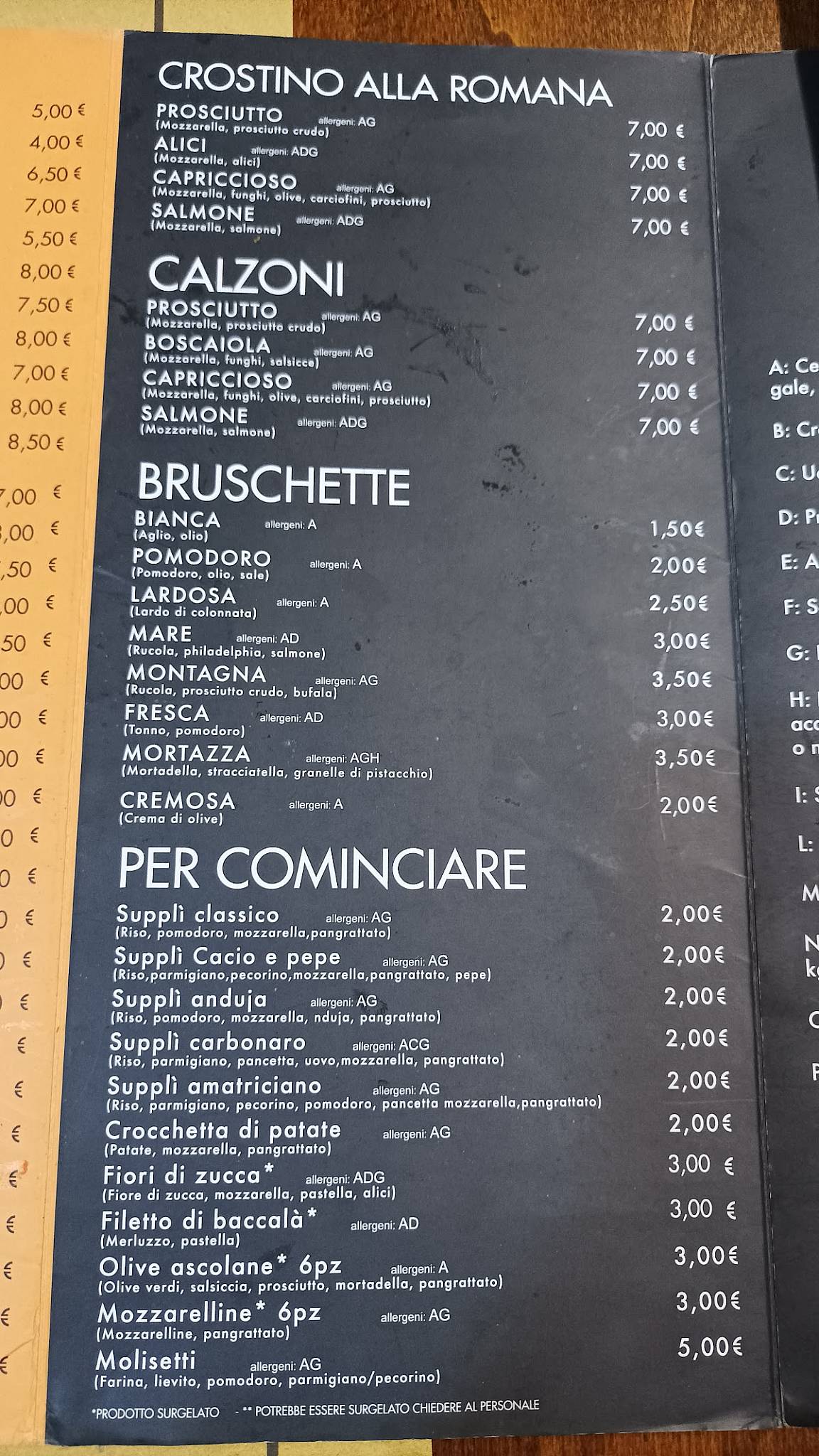 Menu di MOLIS Pizza e Arrosticini 