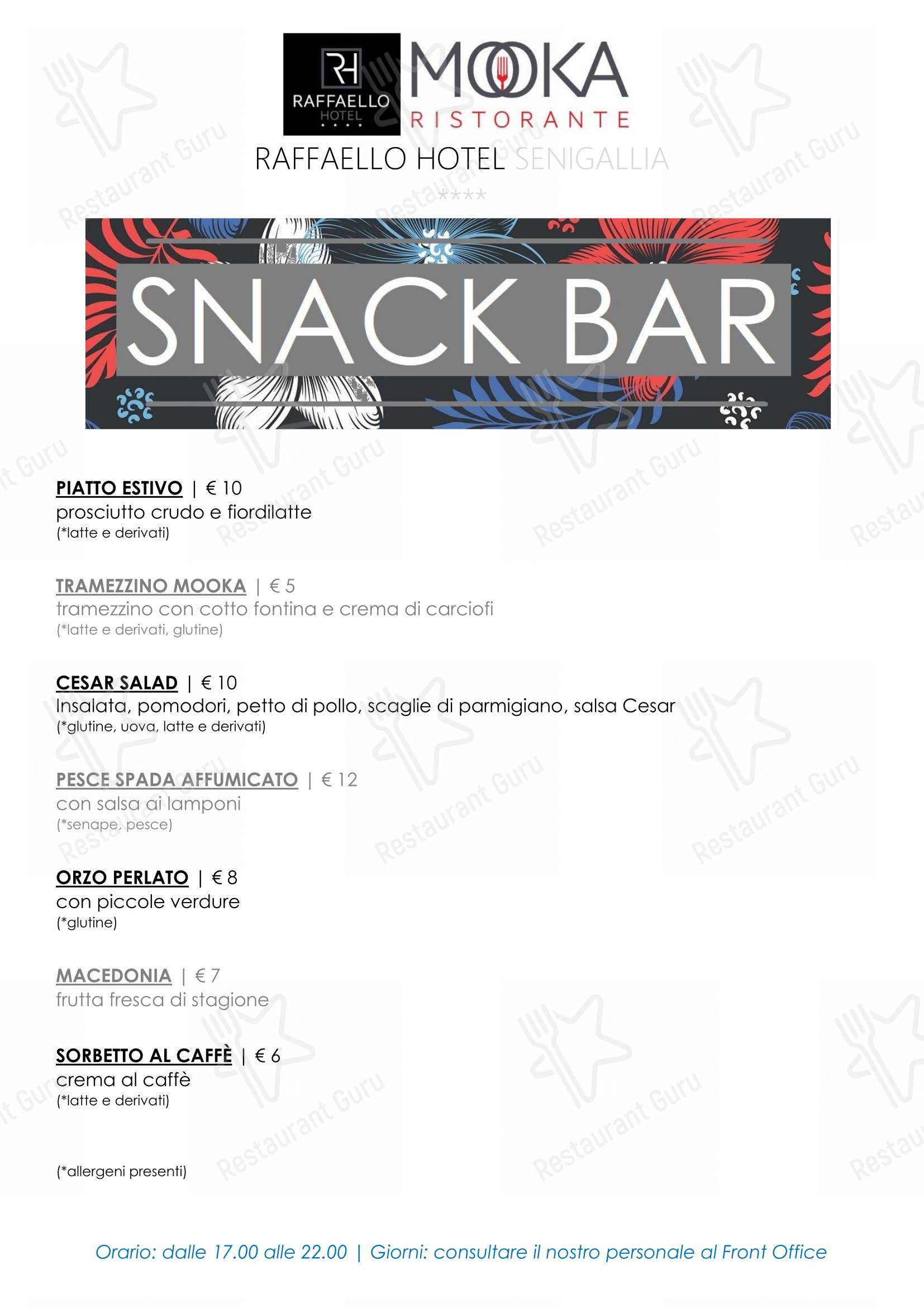 Menu bar per MOOKA Ristorante Senigallia ristorante