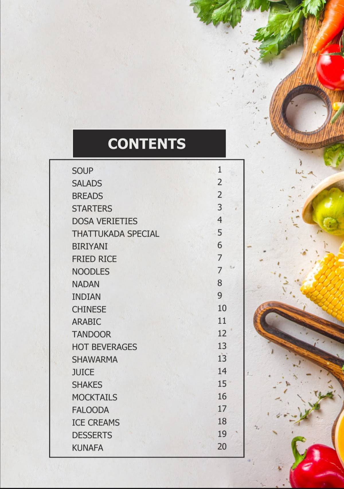 MRA Bakery & Restaurant Kozhikode menu