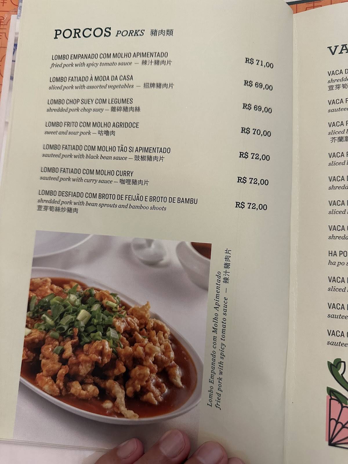 Macau cardápio