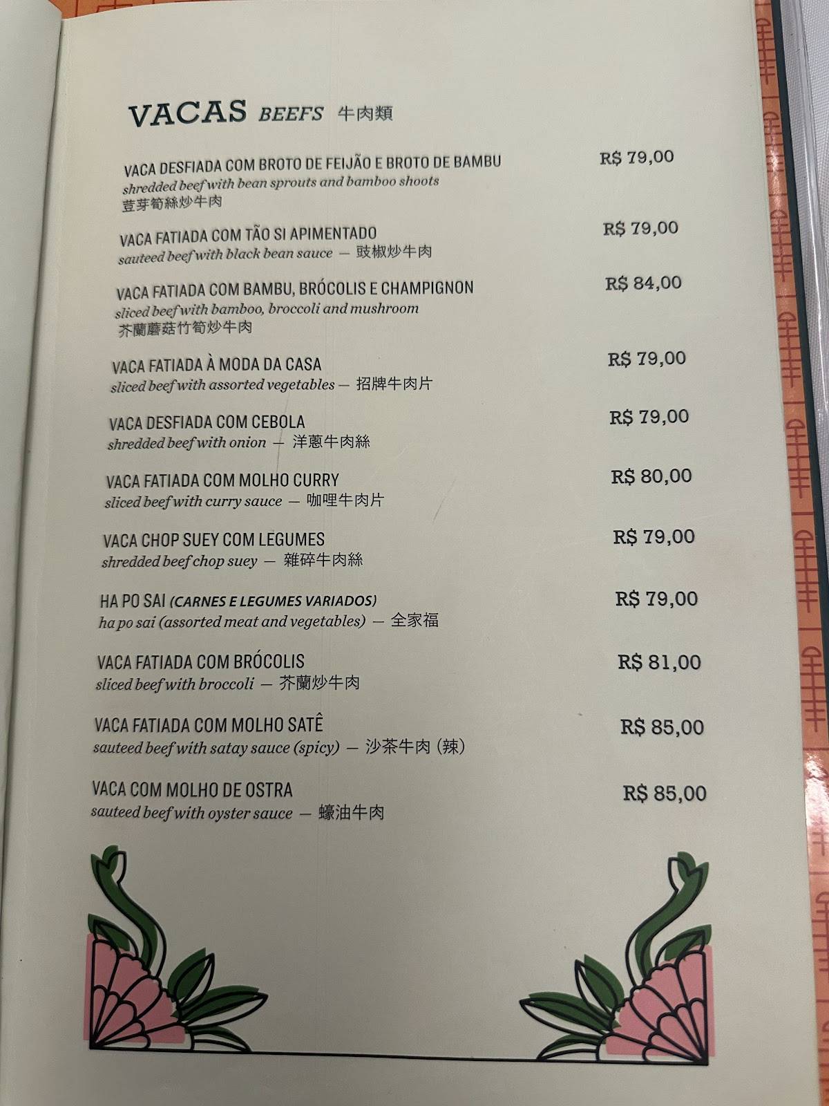 Macau cardápio