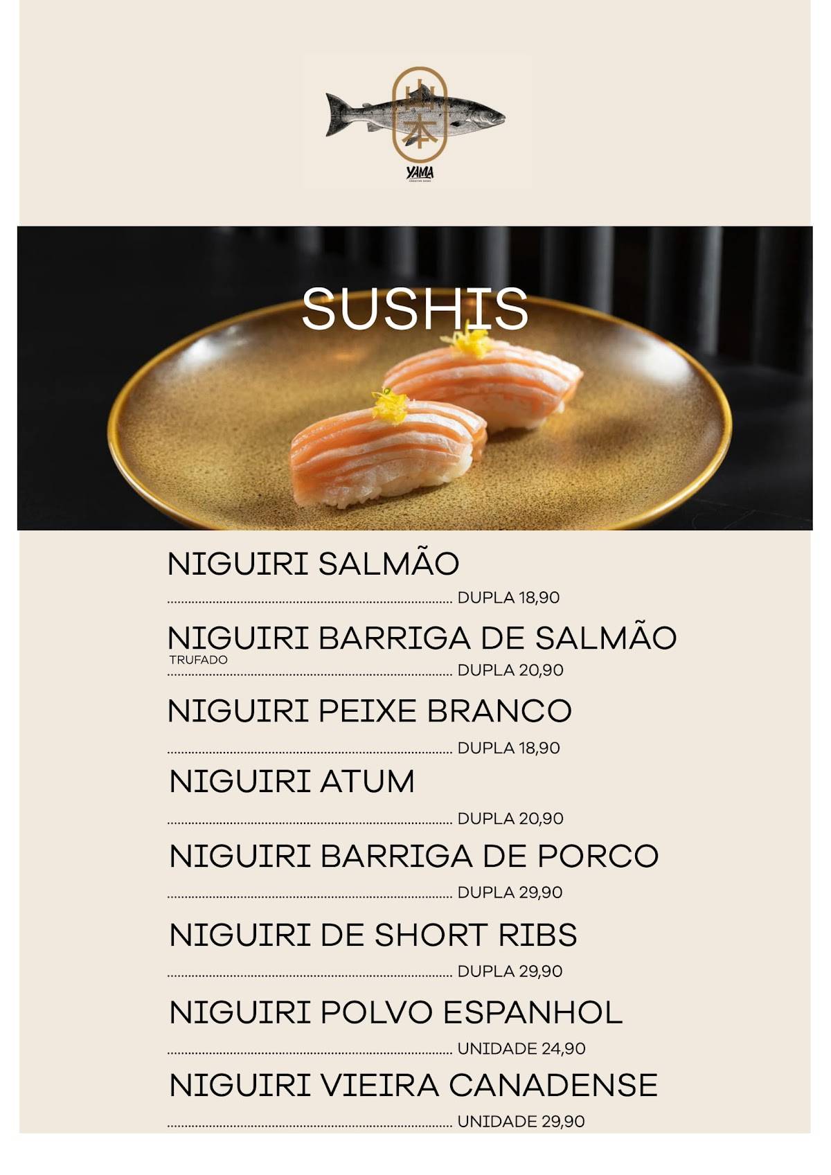 Yama Creative Sushi cardápio