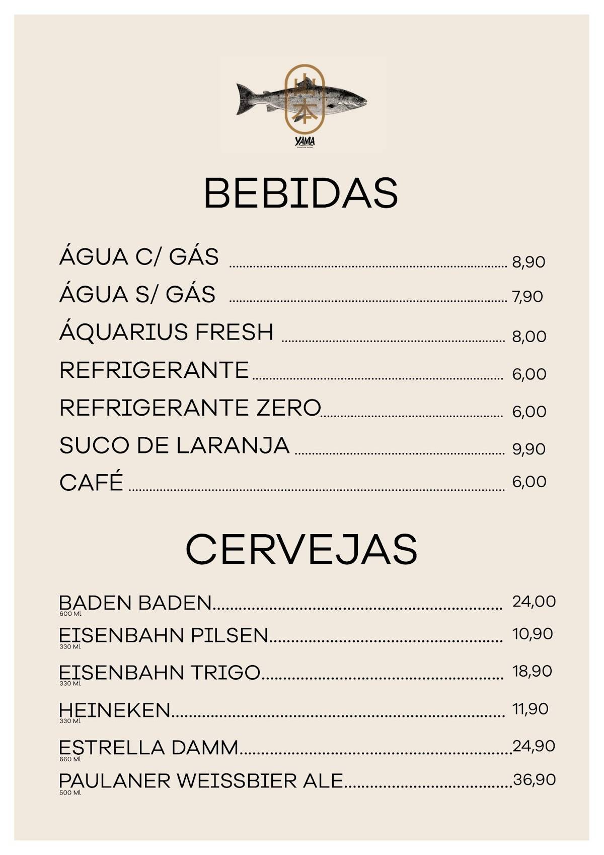 Yama Creative Sushi cardápio
