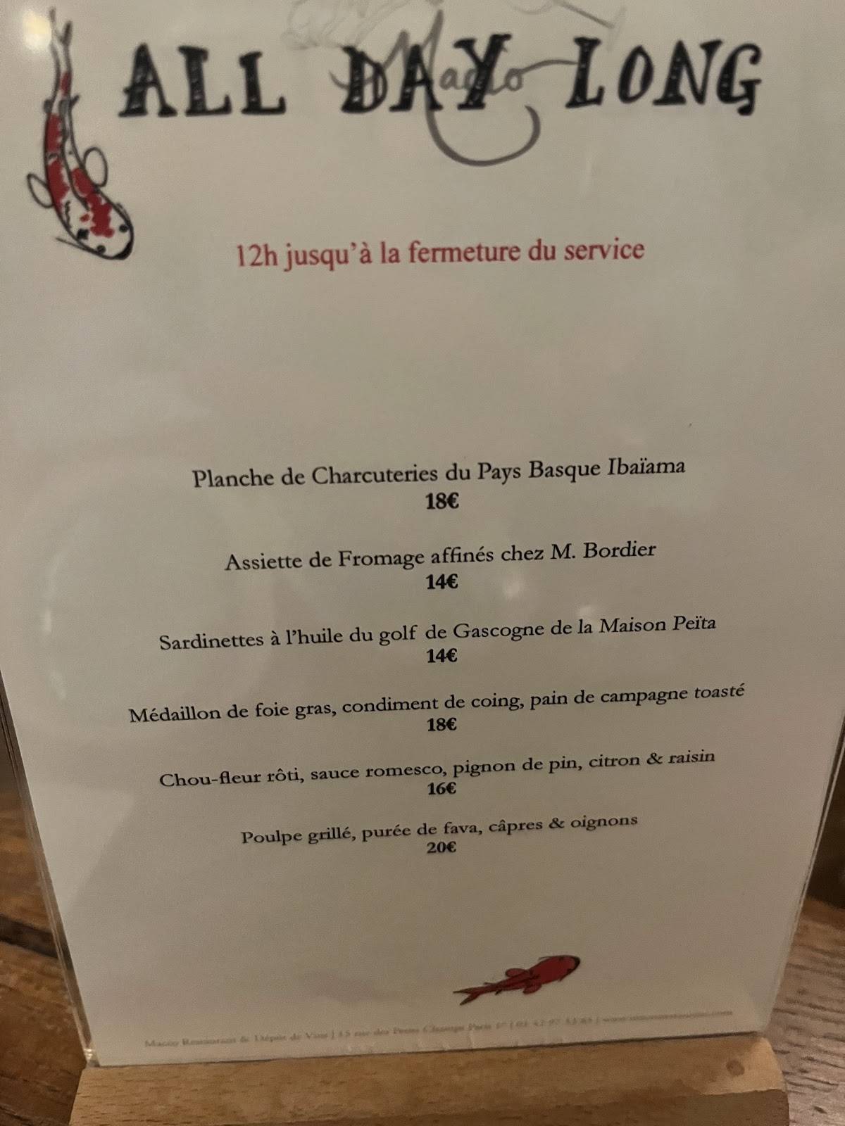 Menu de Macéo Restaurant, Bar & Cave à Vins