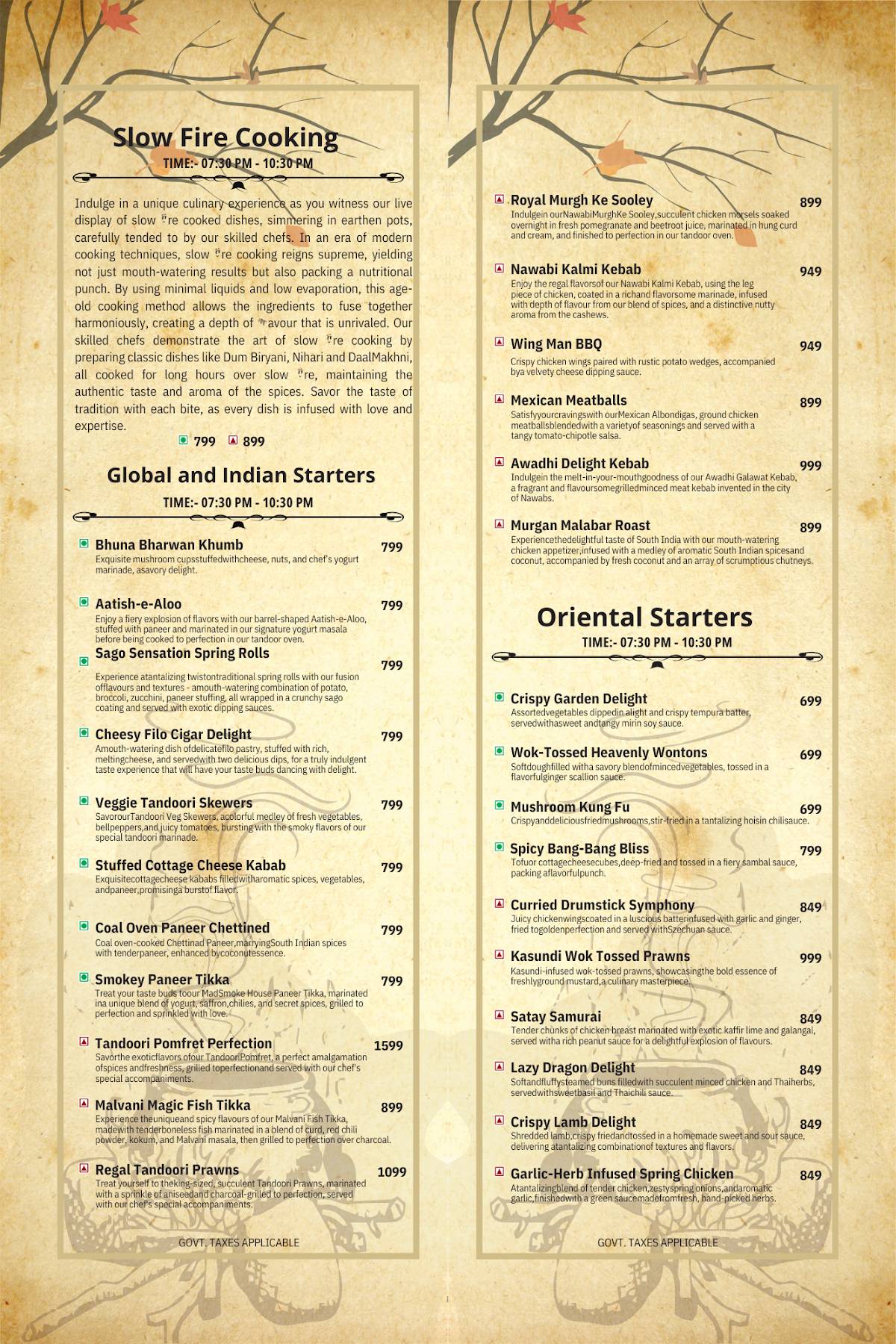 Mad Smoke Fusion menu