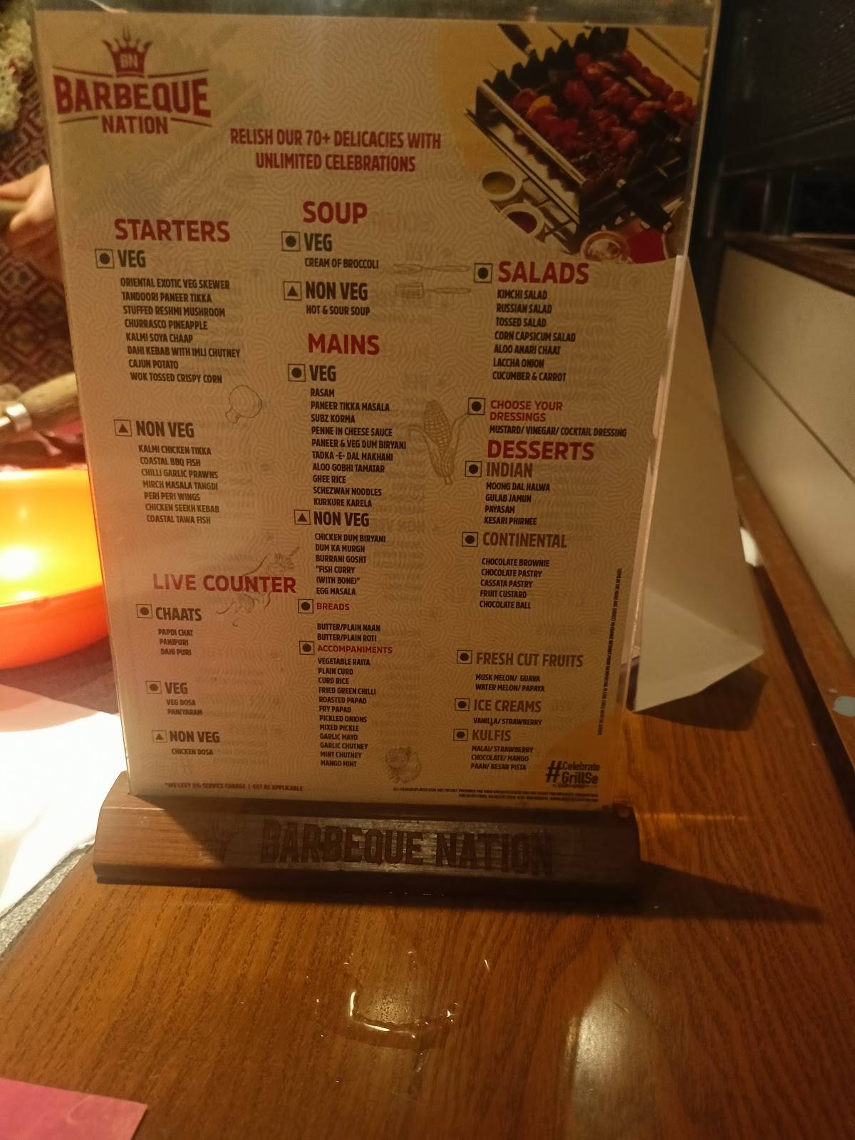 Barbeque Nation - Madurai - Milan'em Mall menu