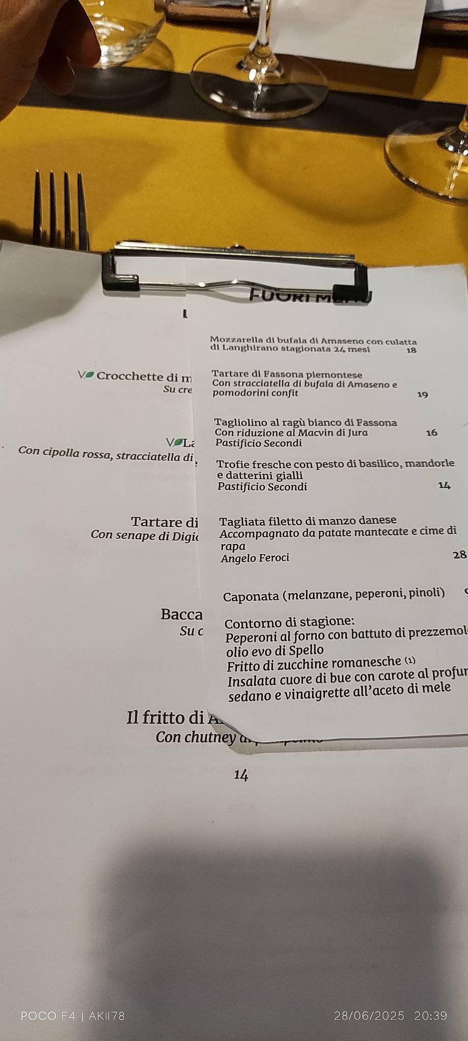 Menu di Magazzino Scipioni 