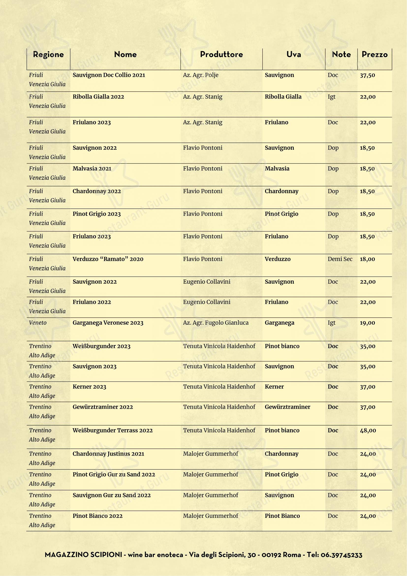 Magazzino Scipioni in Roma - Takeaway Menu