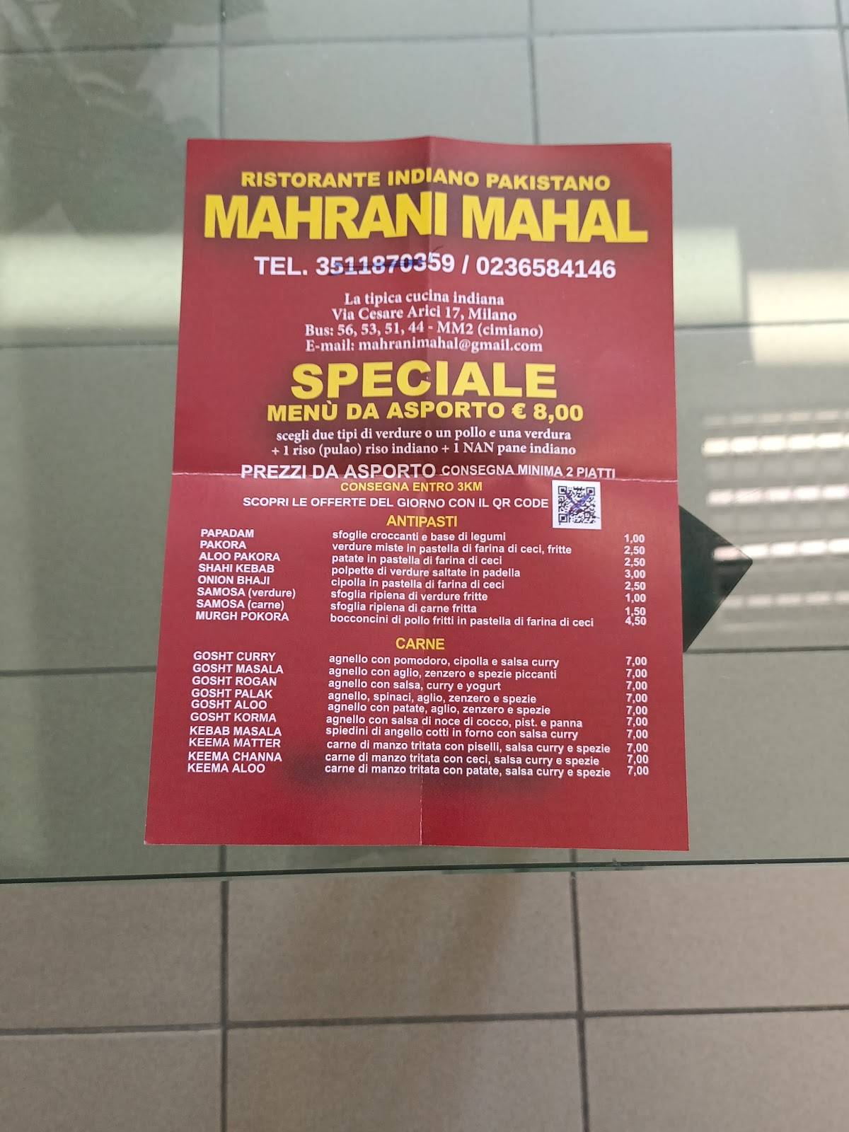 Menu di Mahrani Mahal 