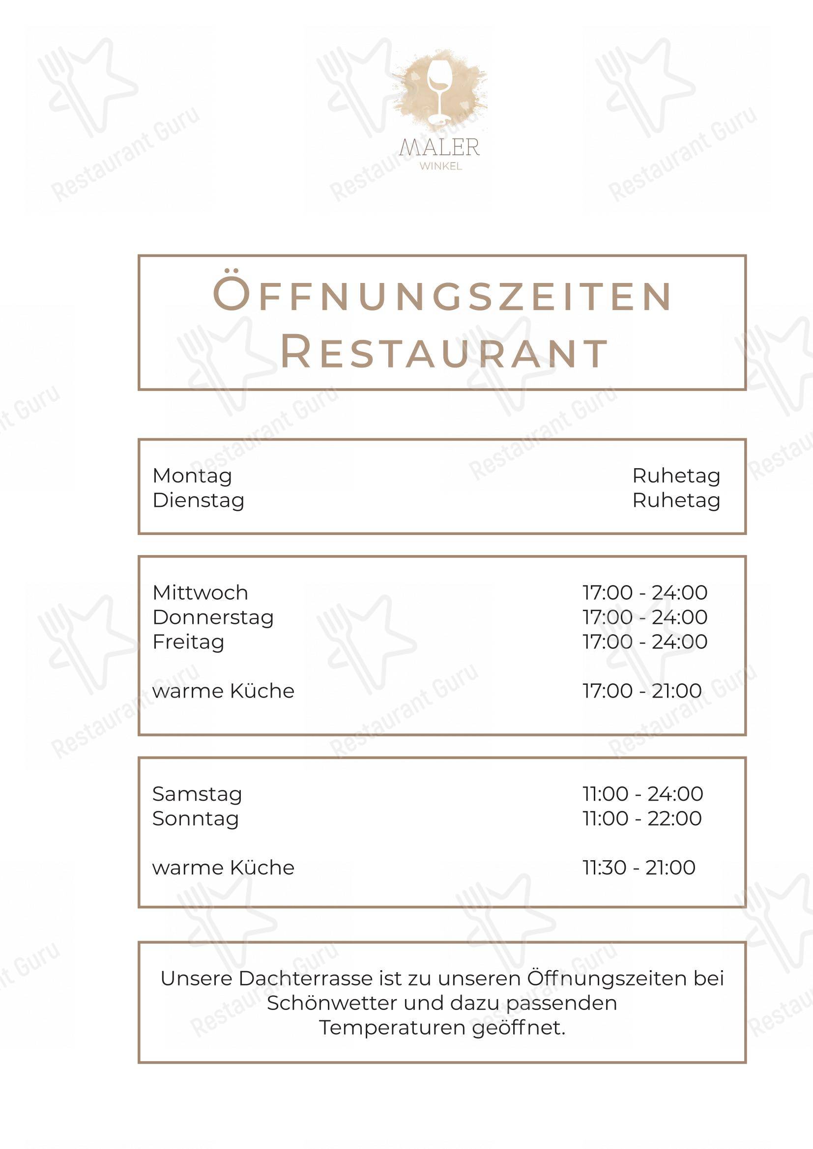 Menu pour Malerwinkel Rattenberg - Menu