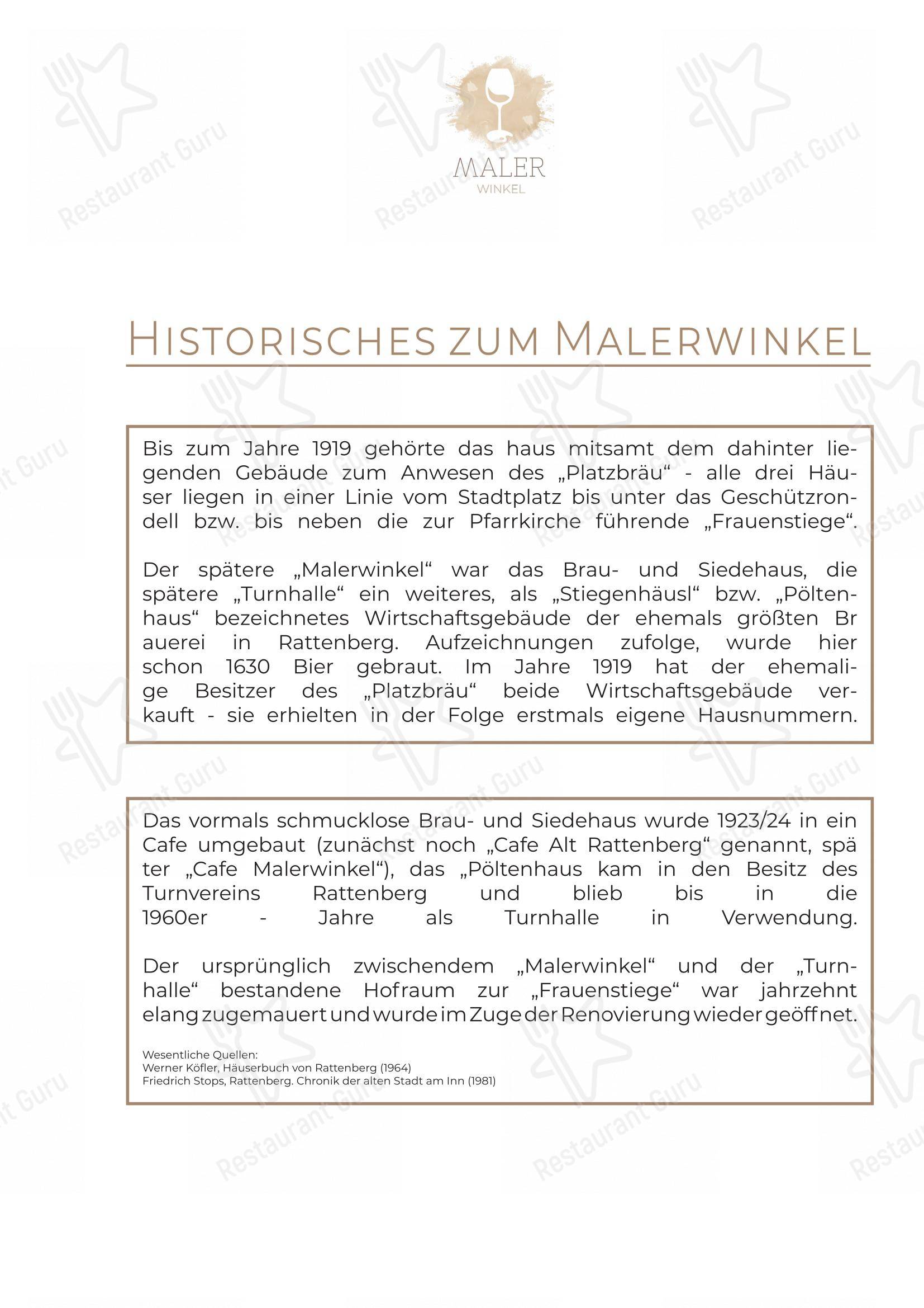 Menu pour Malerwinkel Rattenberg - Menu