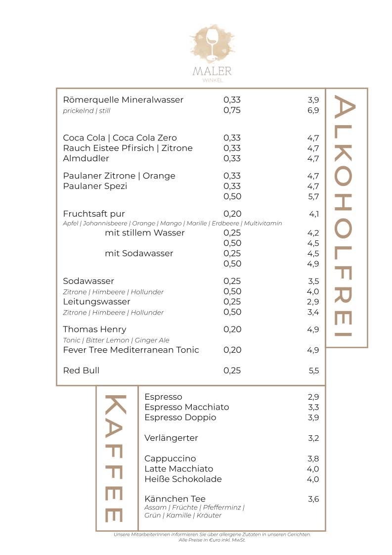 Menu de Malerwinkel Rattenberg