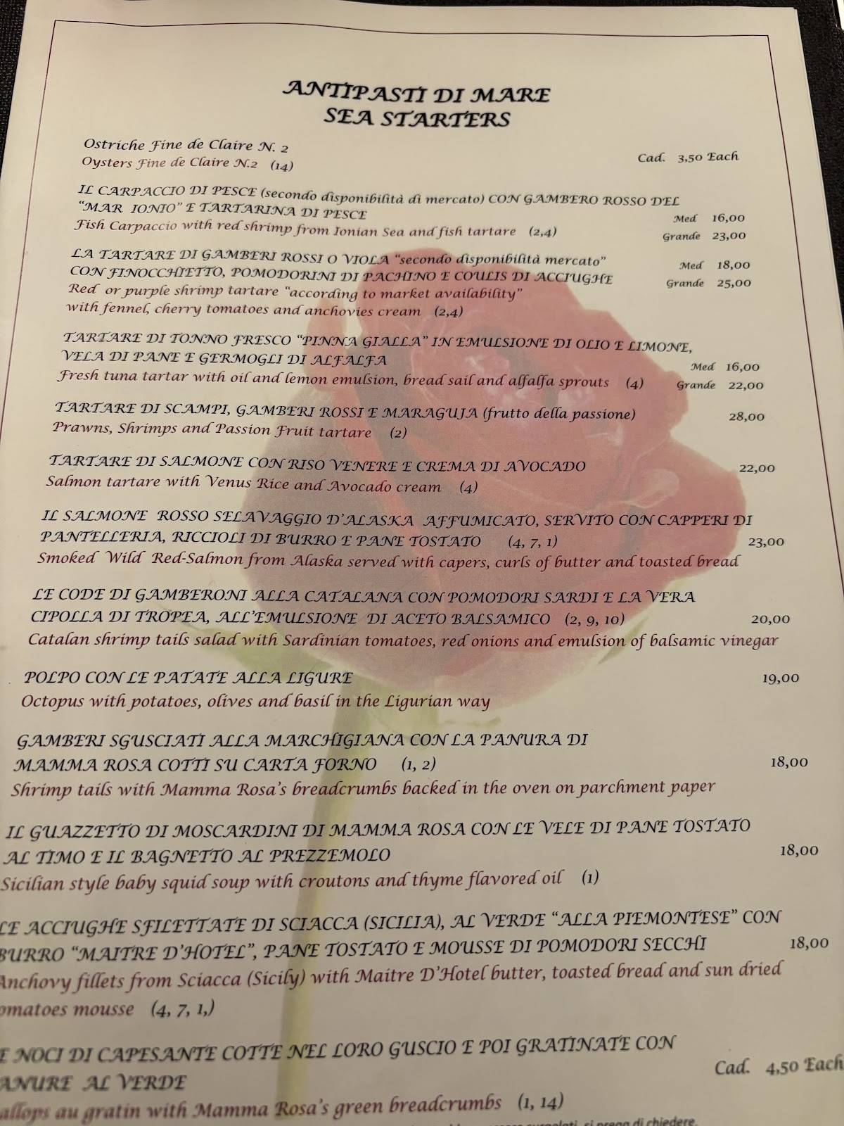 Menu di Mama Rosa 