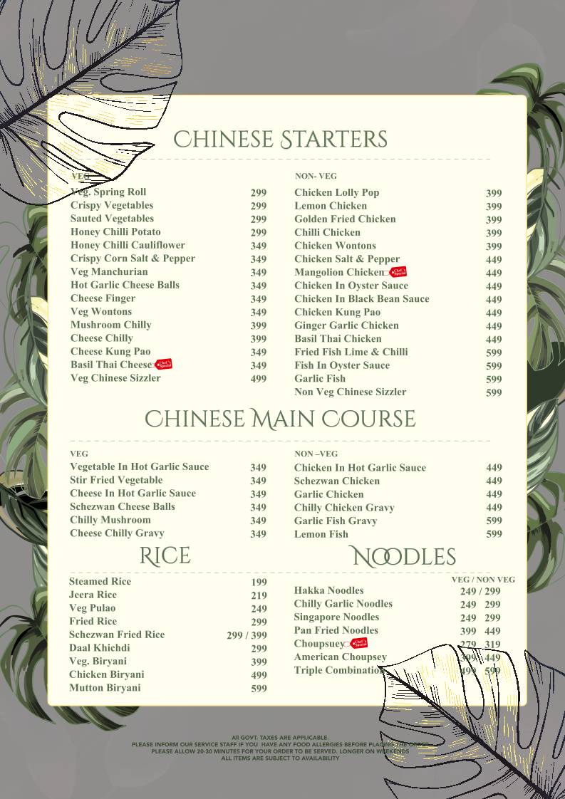 Mama's Rasoi by Spring Hill Resorts menu