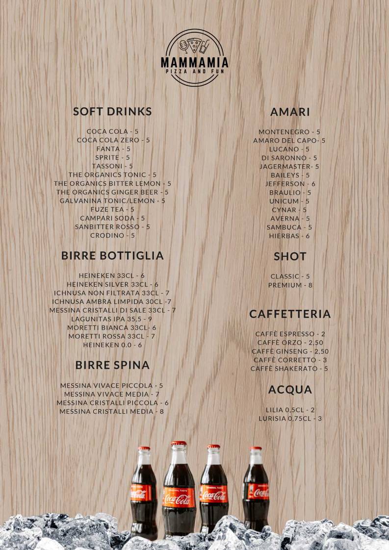 Menu di Mammamia Riccione 