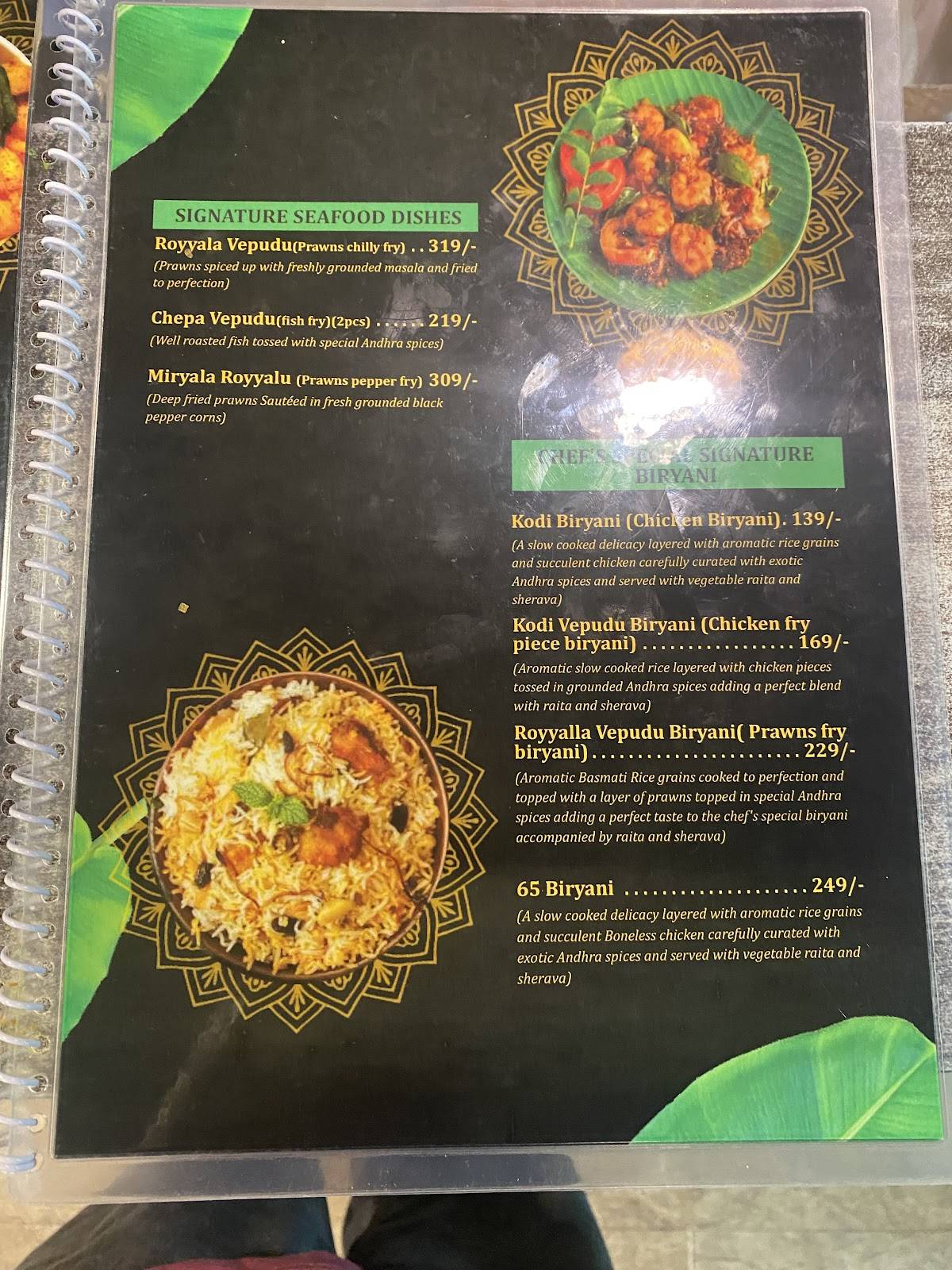 Mana Andhra ruchullu- Authentic Telugu food menu