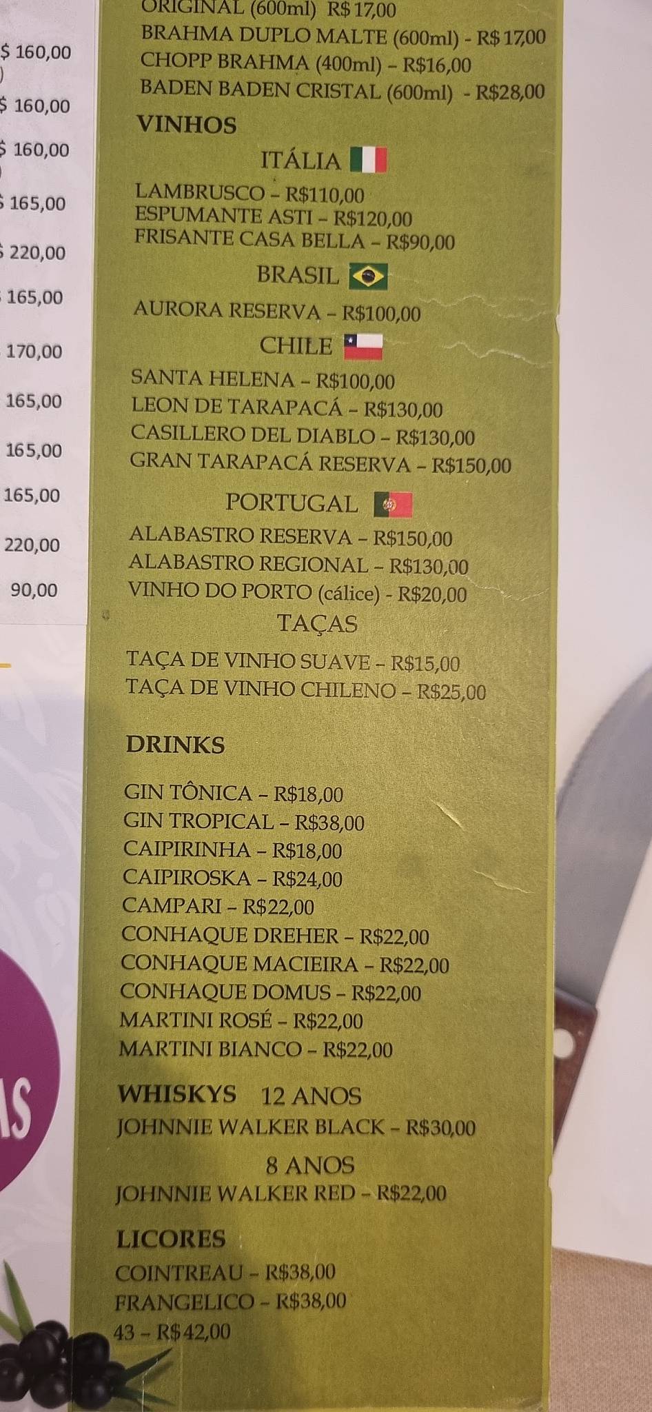 Bom Prato cardápio