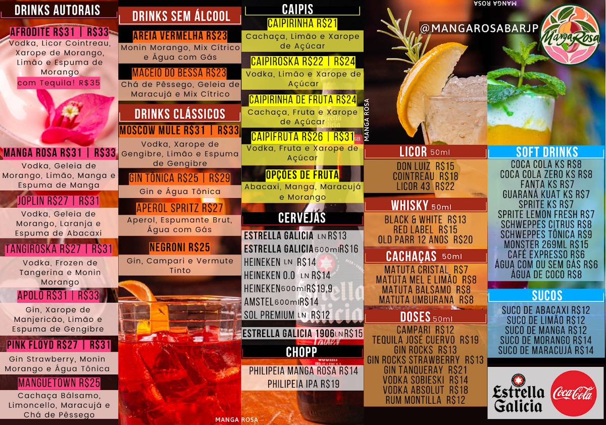 Manga Rosa Arte Bar cardápio