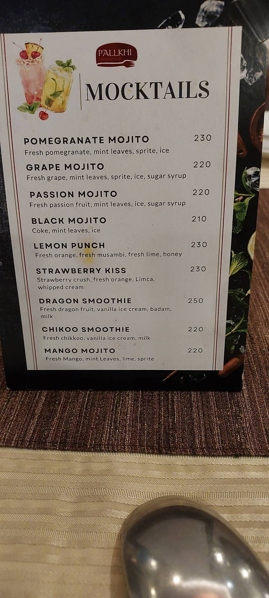 PALLKHI RESTAURANT menu