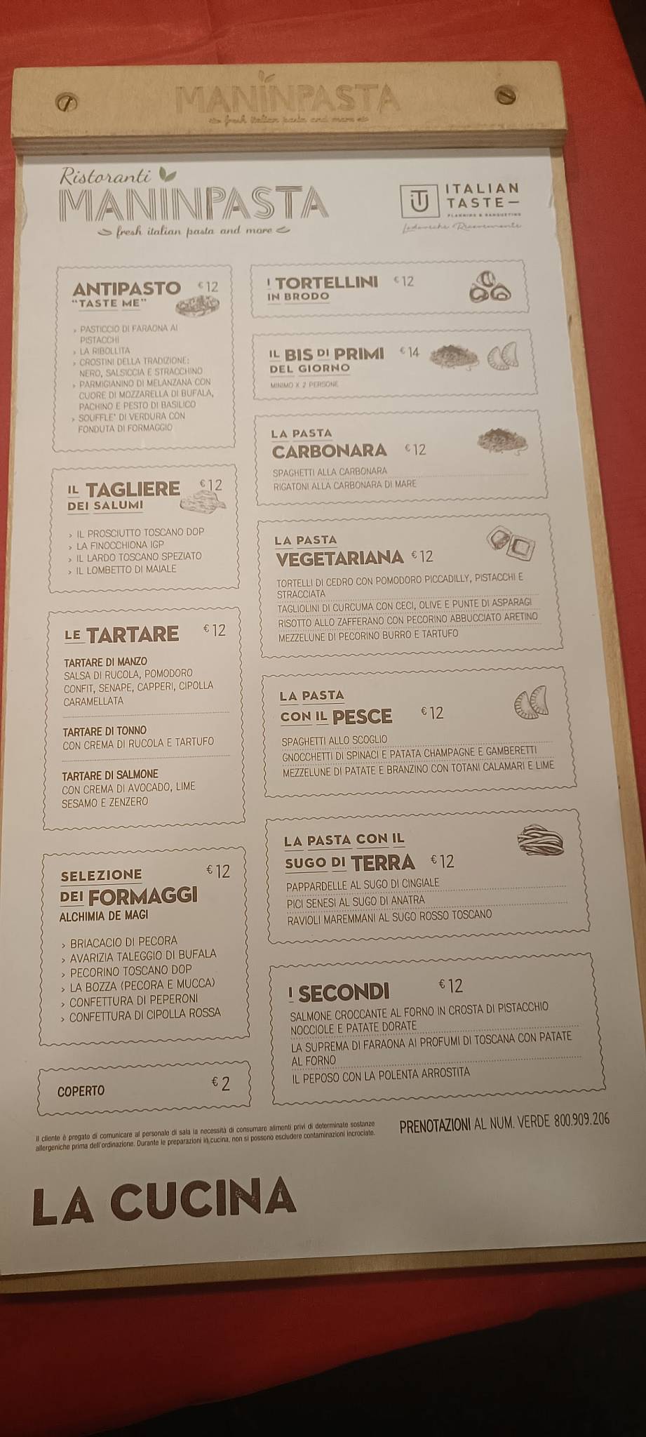 Menu di Maninpasta Saione 