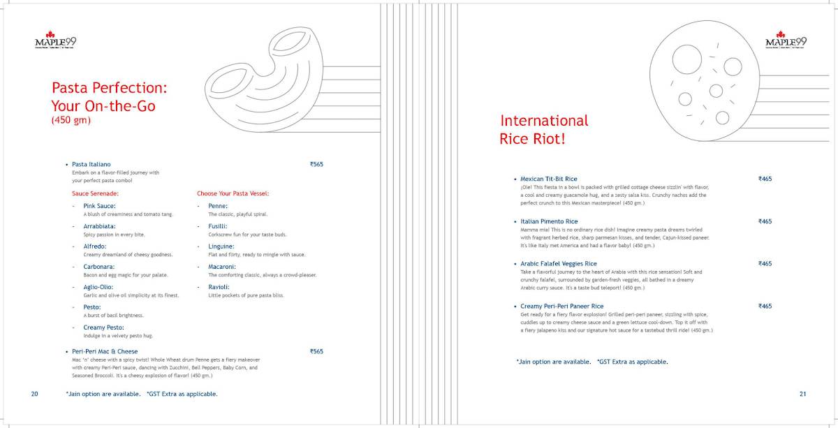 Maple 99 menu