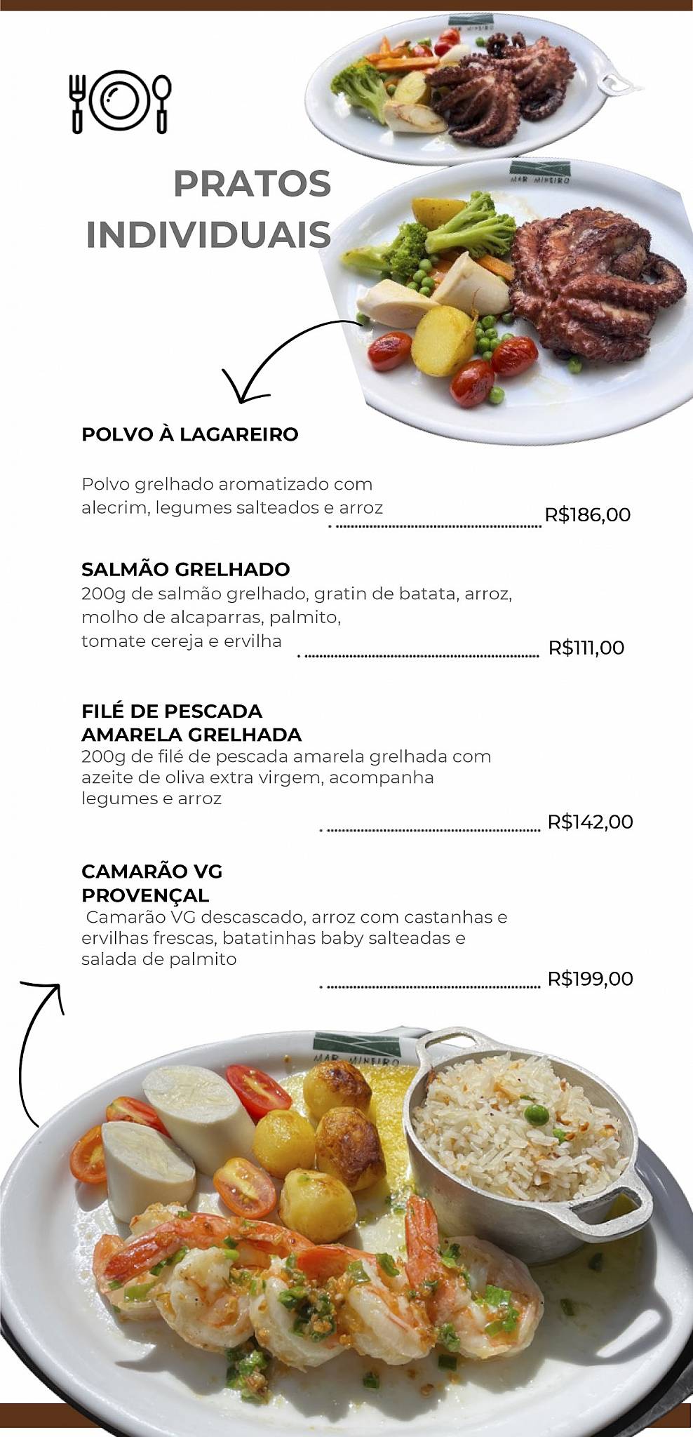 Mar Mineiro Restaurante - Macacos cardápio