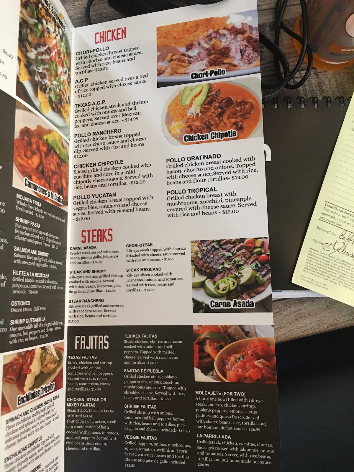 Menu at Margarita house bar & grill, Zebulon