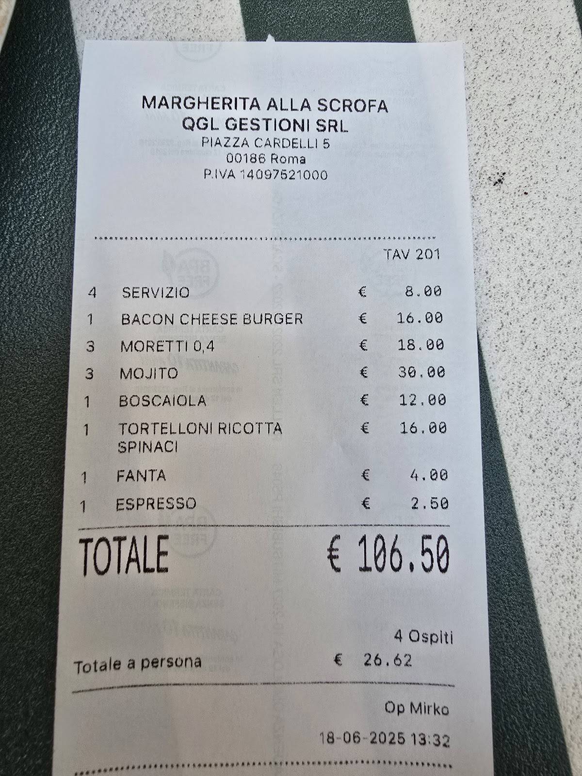 Menu di MargheRita Osteria Pizzeria (Alla Scrofa) 