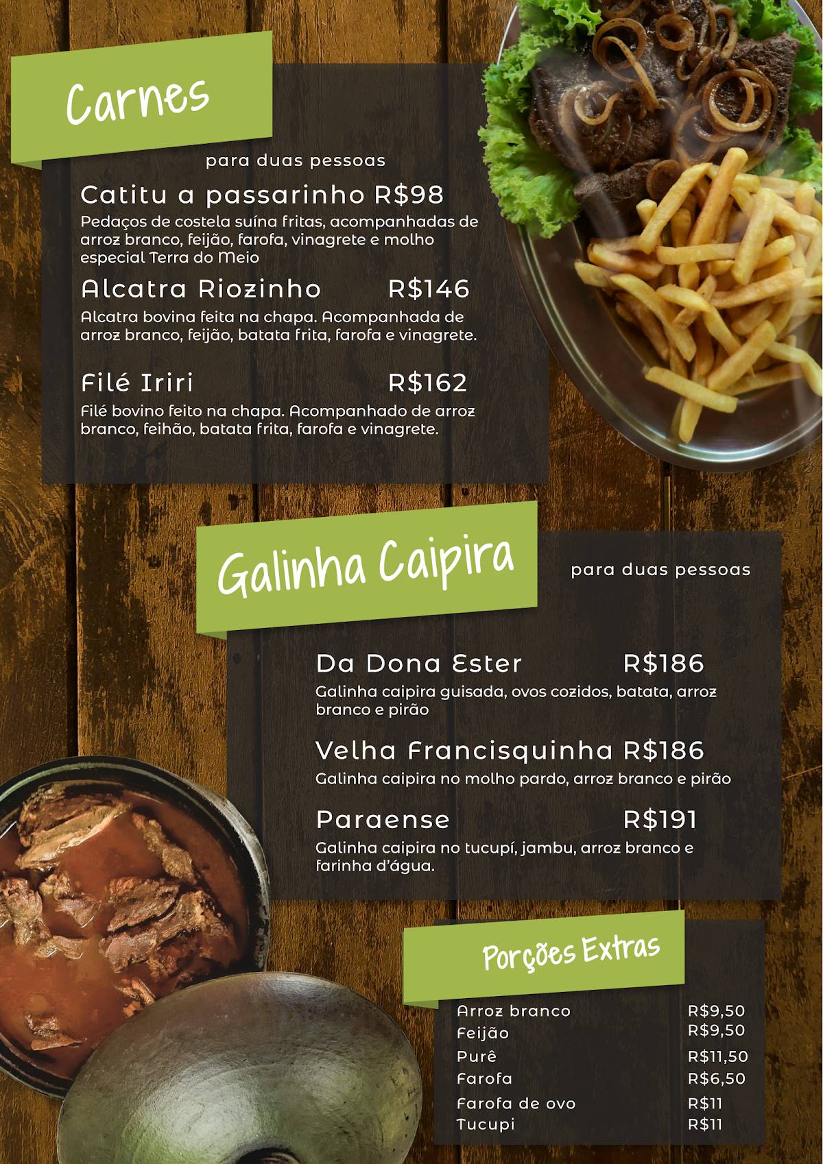 TERRA DO MEIO - Restaurante Rural cardápio