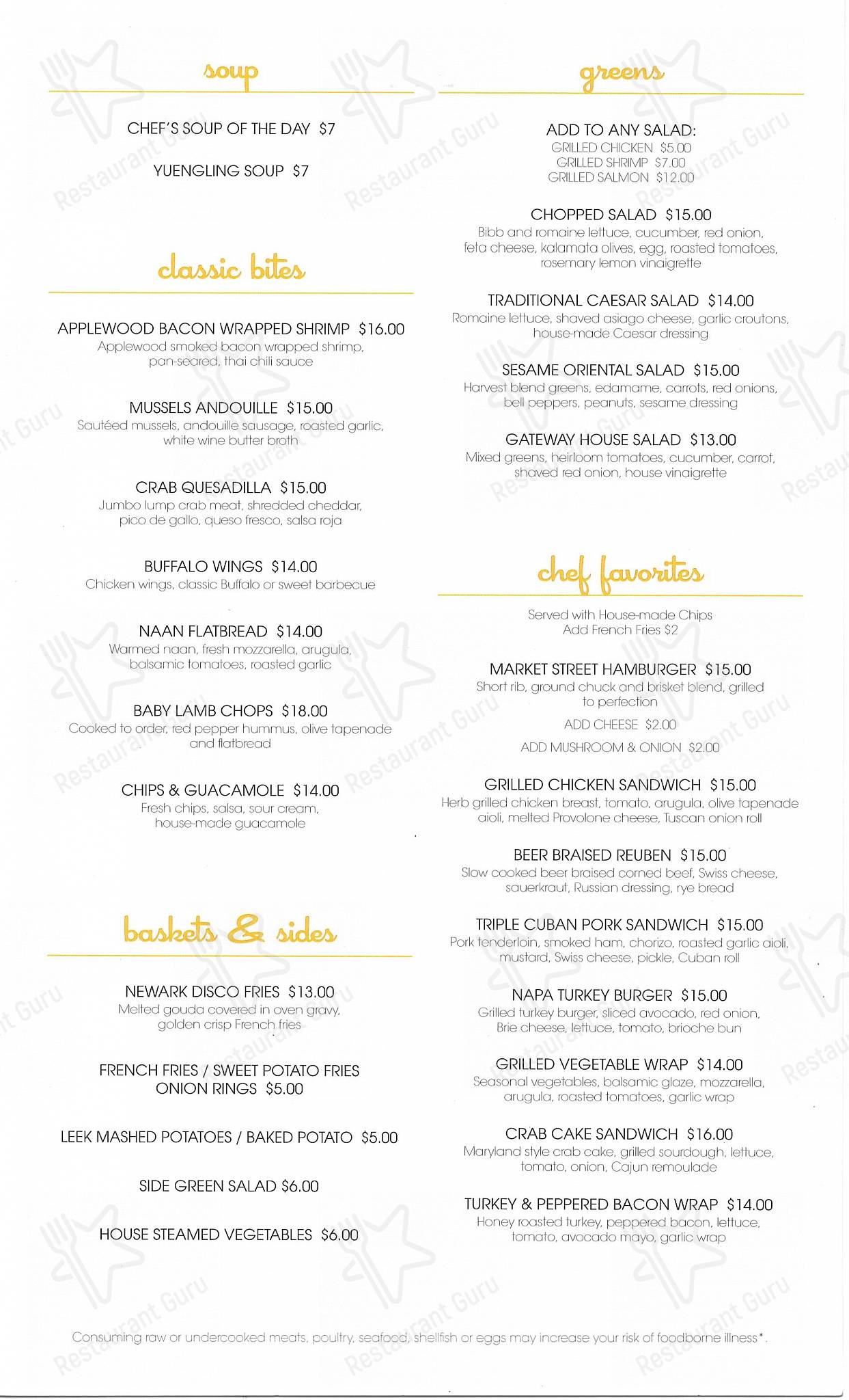 Menu at Market Street Bar & Grill, Newark