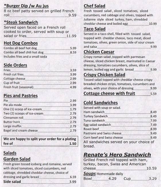 Menu at Mary Mary's Cafe, Spanaway