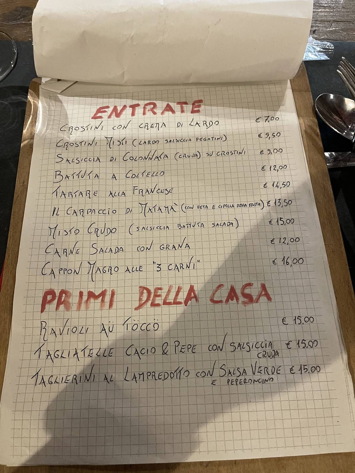 Menu di Matamà 