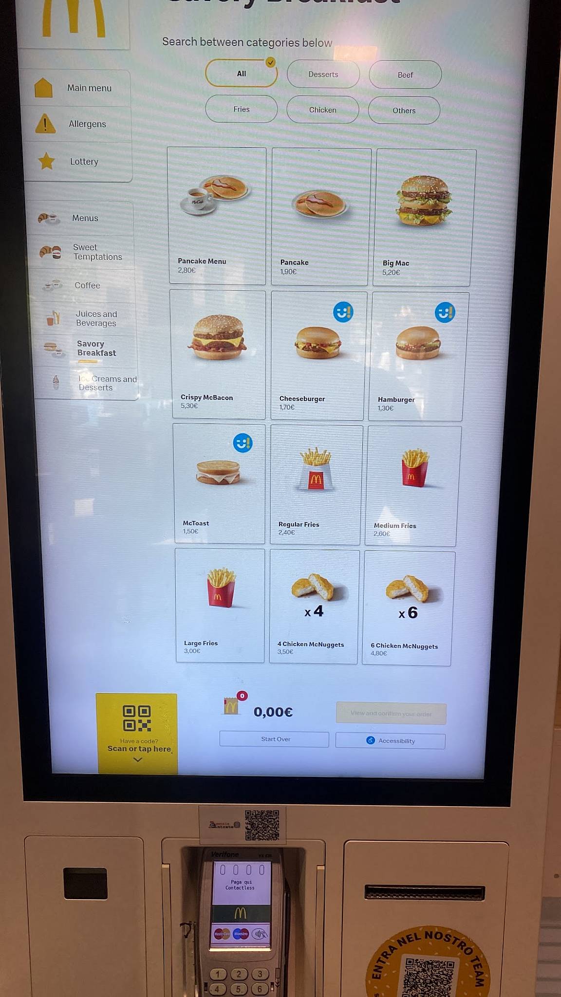 Menu di McDonald's Roma Tiburtina De Paolis 