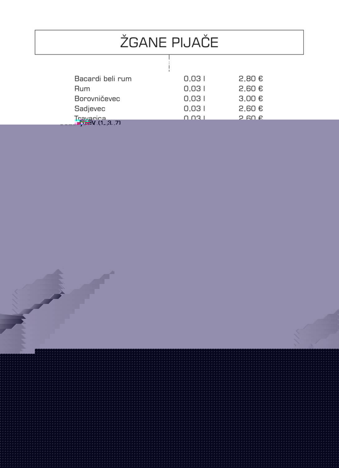 Menu di Gostilnica in picerija KOCKA 