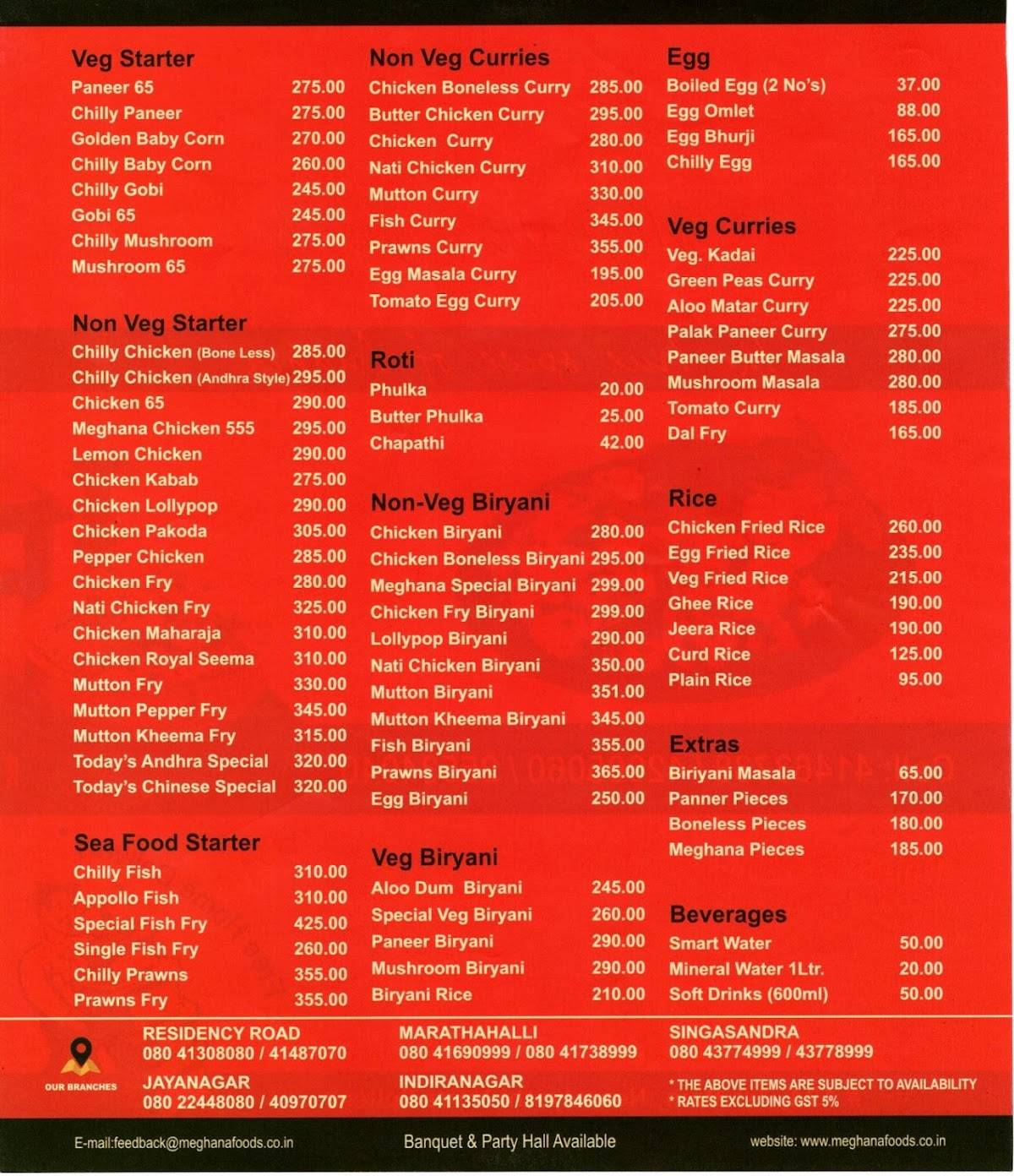 Menu at Meghana Foods Jayanagar, Bengaluru, 52