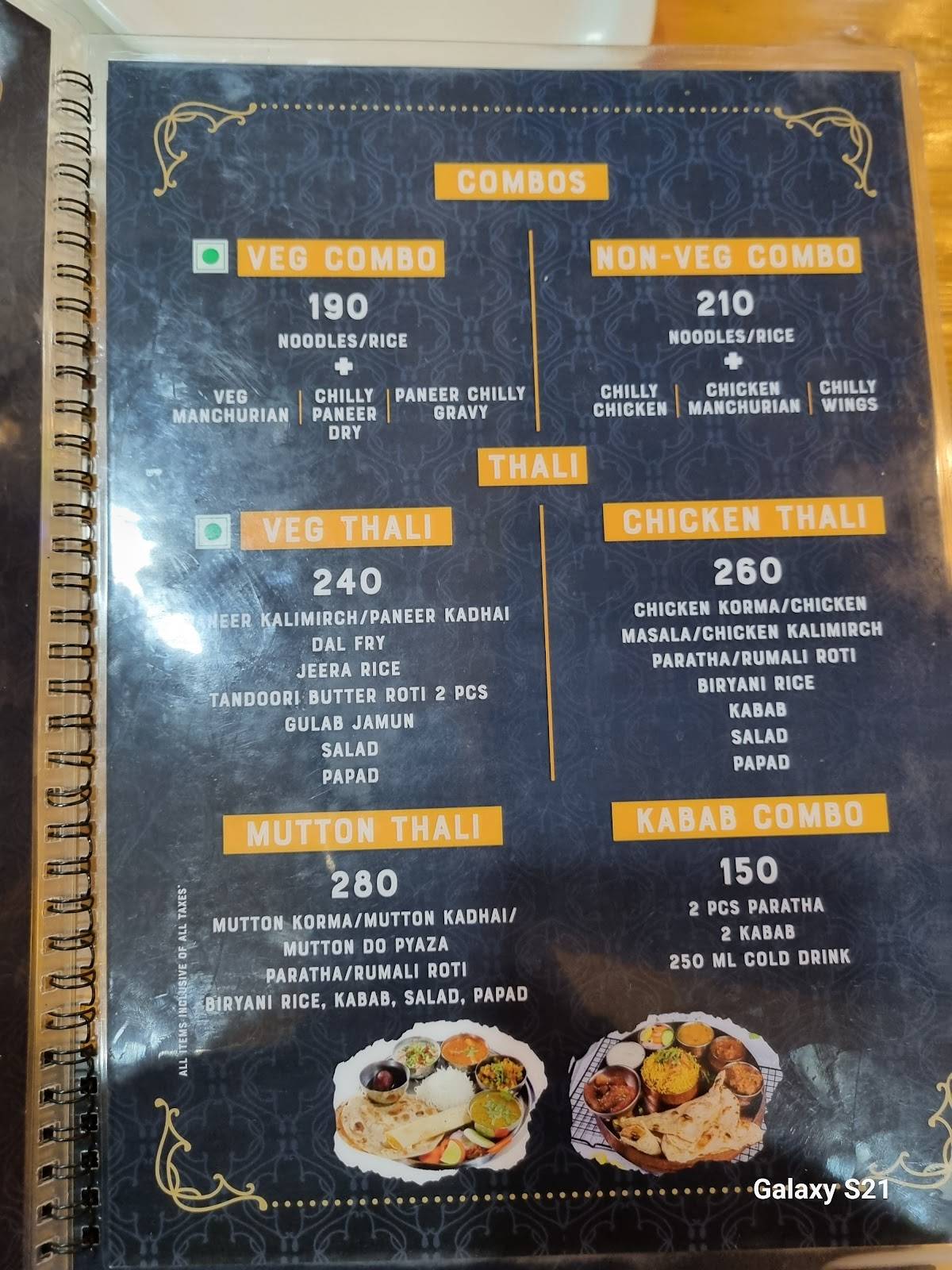 Tandoori Biryani menu