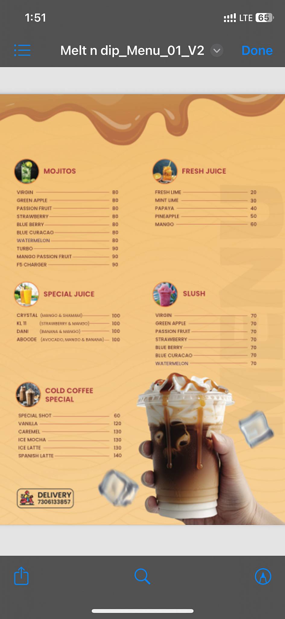 Melt n Dip menu
