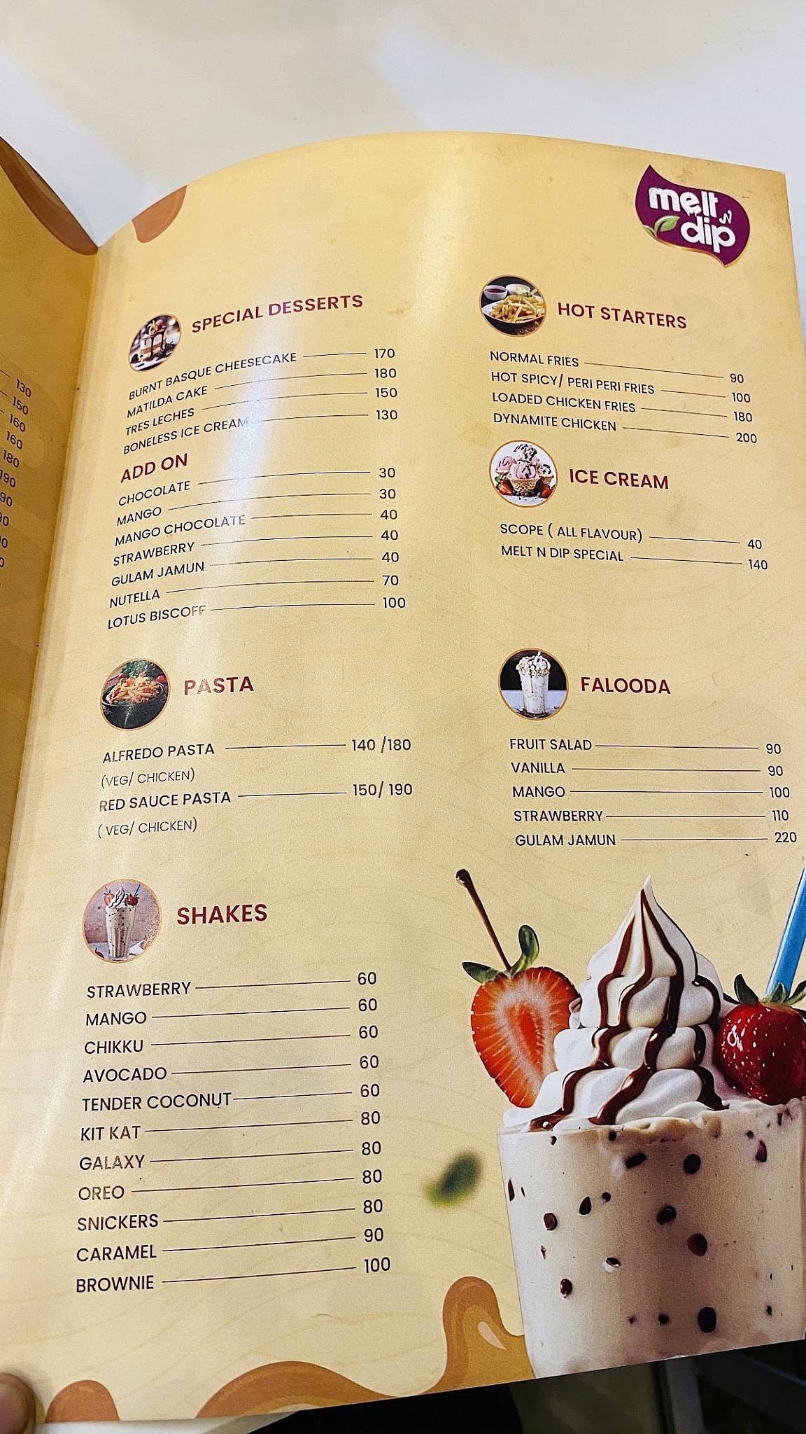 Melt n Dip menu
