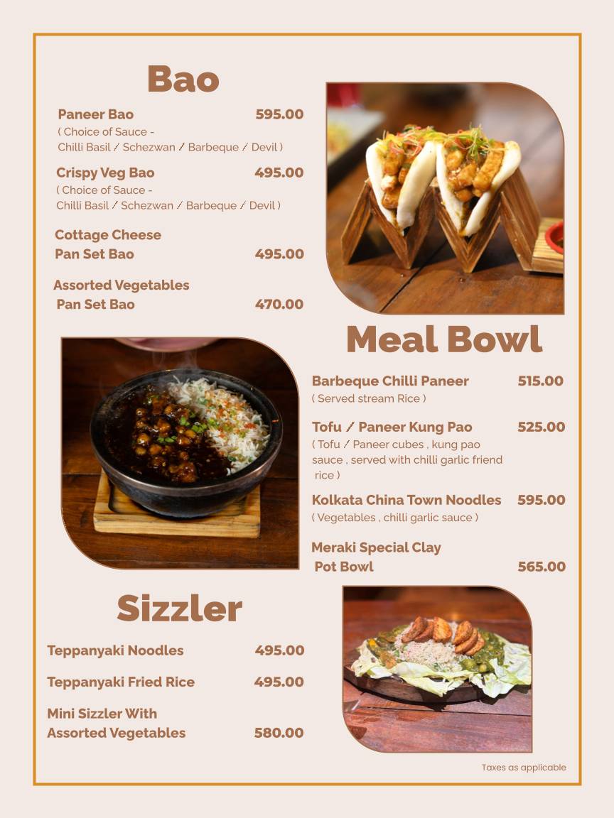 Meraki and Company menu