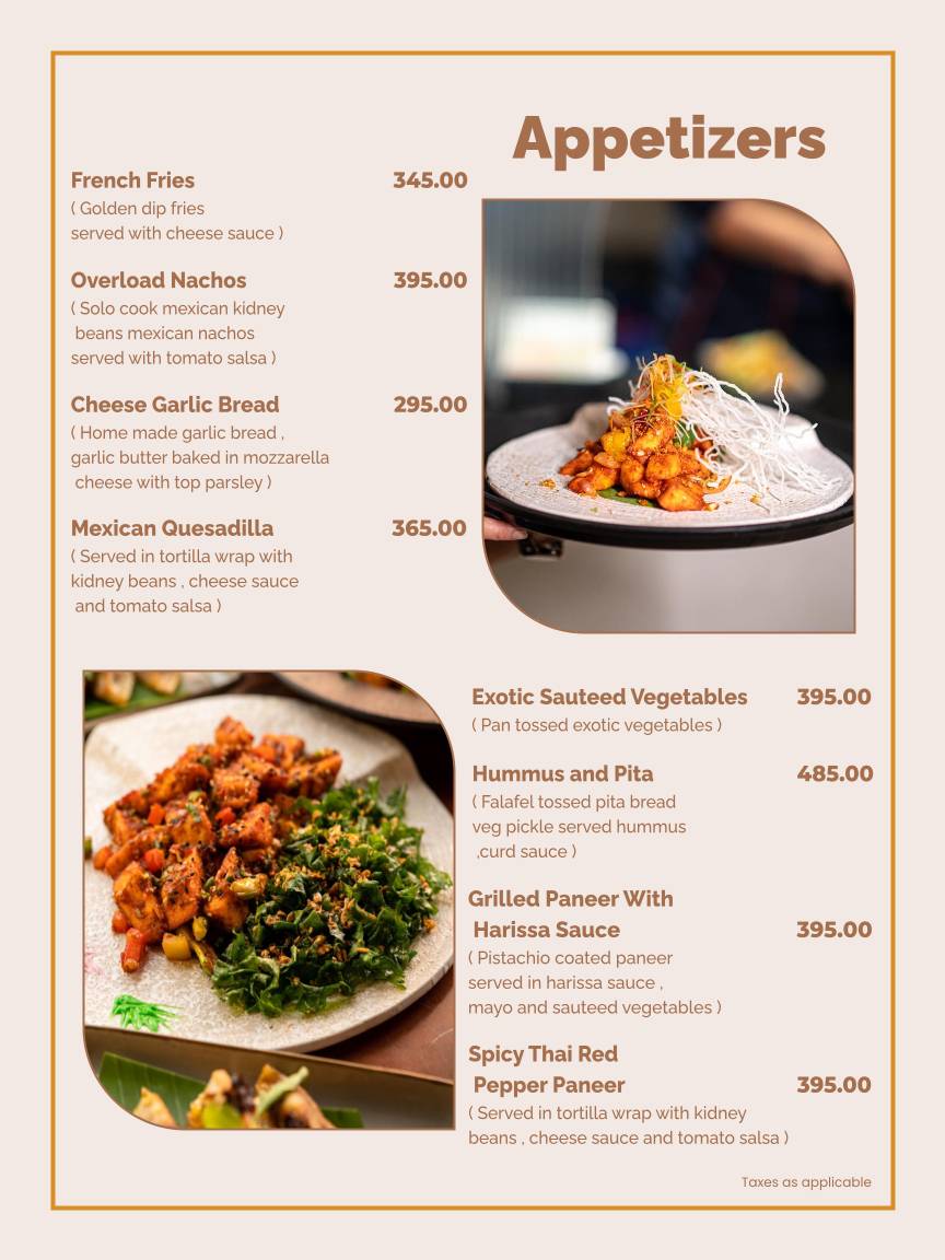 Meraki and Company menu