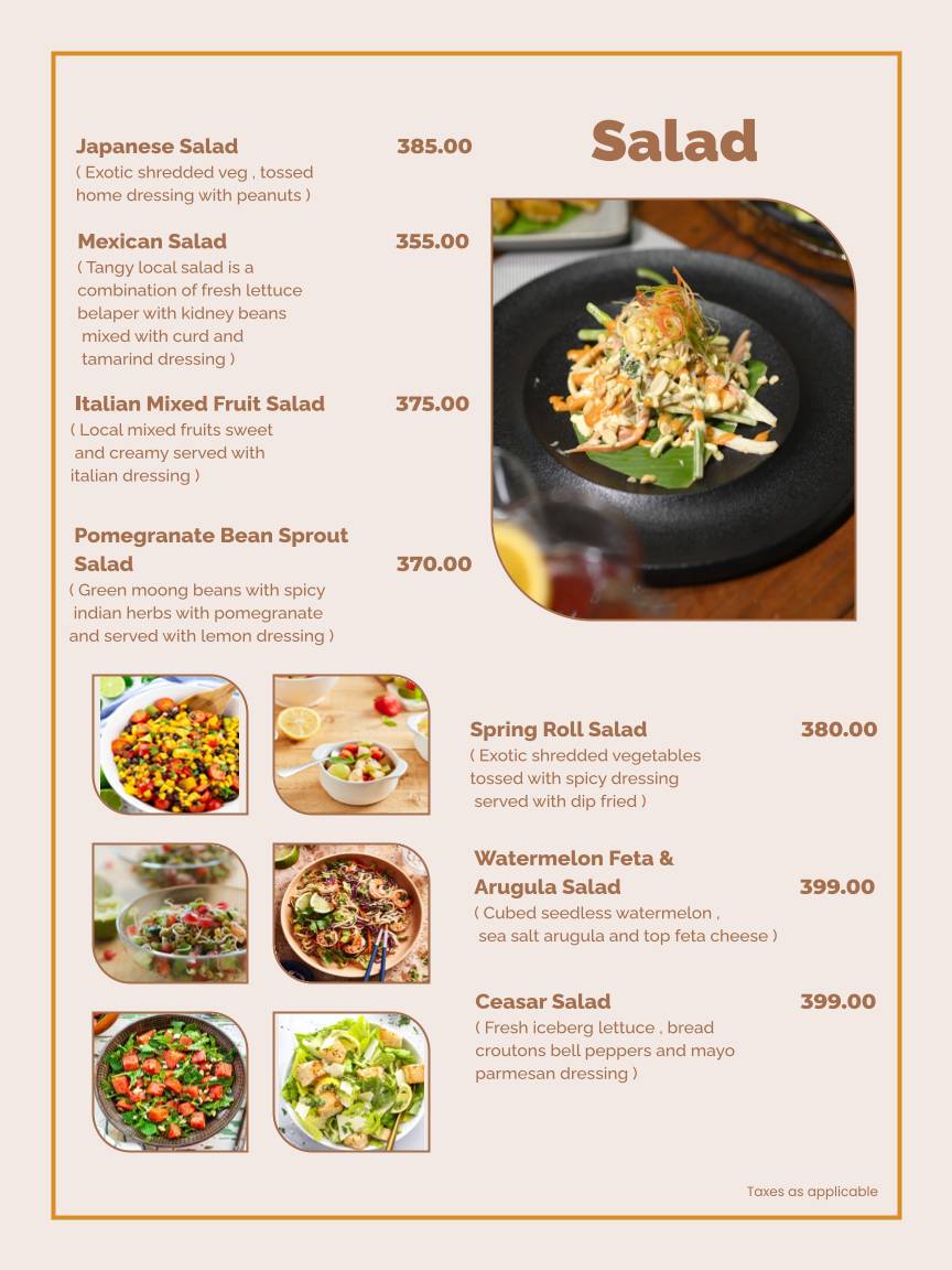 Meraki and Company menu